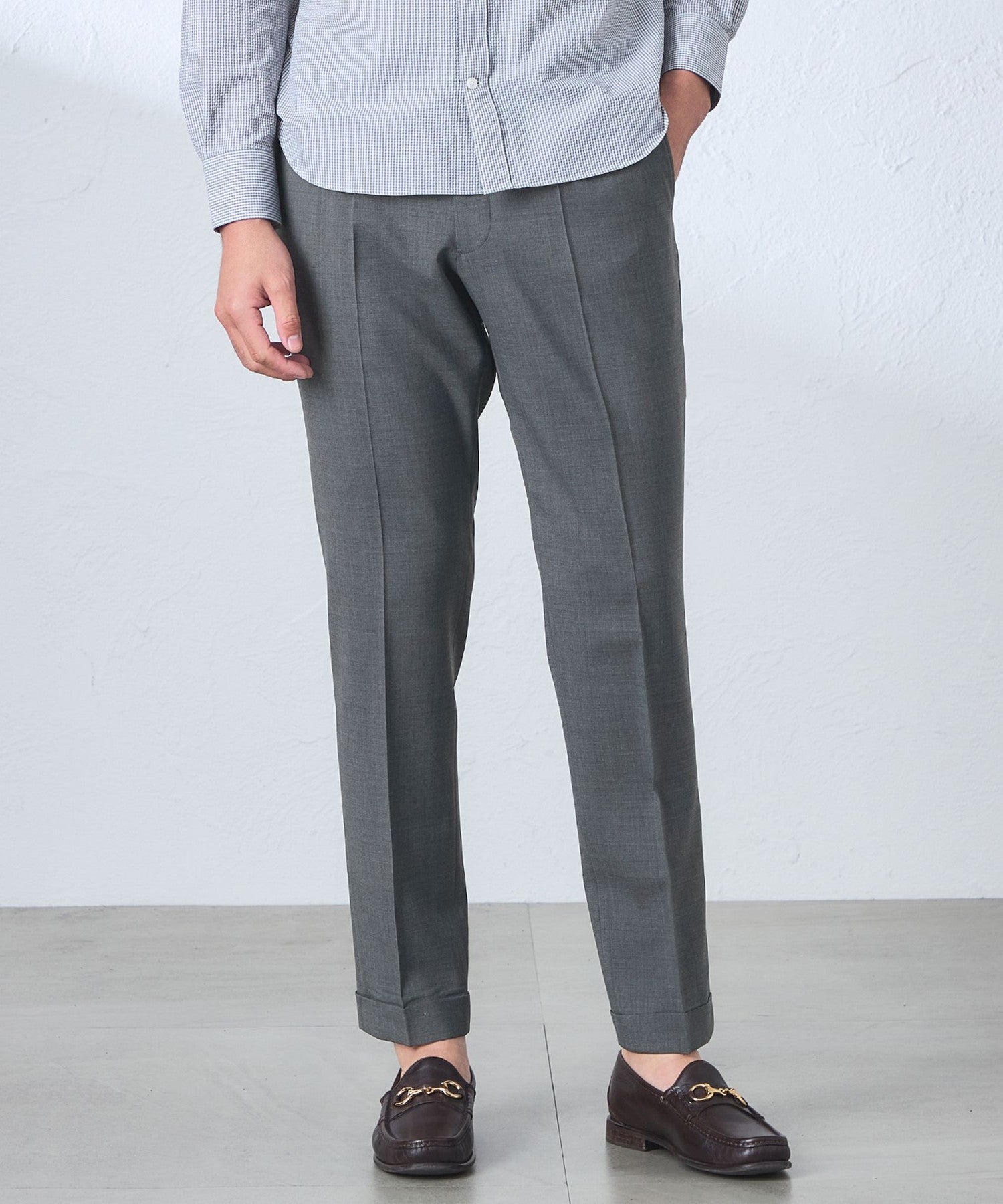 ウォッシャブル】【Adjustable Fit】ウールトロピカルトラウザース