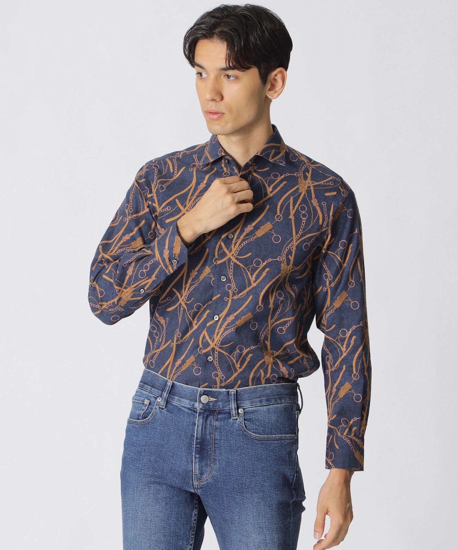 ベルト柄プリント起毛シャツ(トップス)｜Paul Stuart(ポール