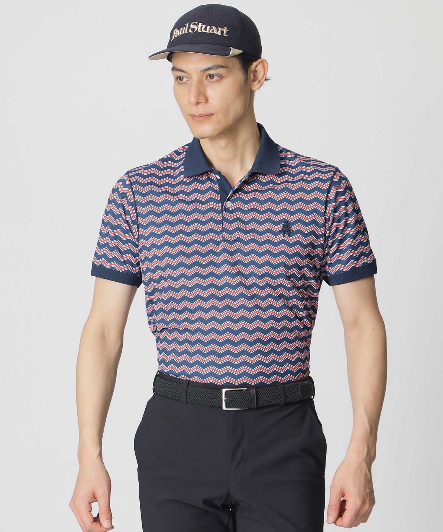 GOLF】ジグザグプリントポリエステルカノコポロシャツ(吸水速乾
