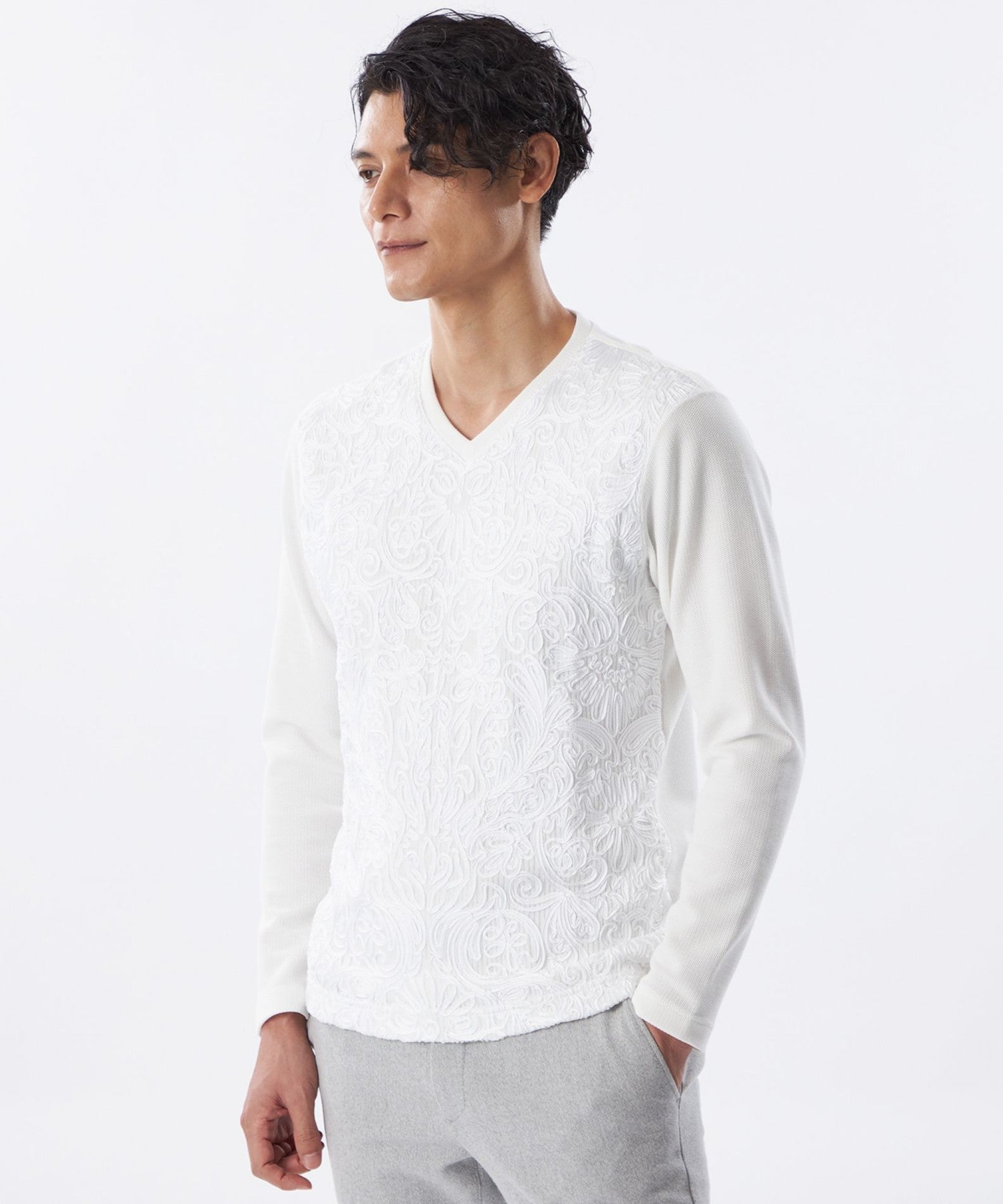 EPOCA UOMO エポカ ウォモ 新品 定価2.2万 フラワージャカード × ストライプ柄 刻印ボタン 長袖 ドレス シャツ 48 ▲030▼o0921_12 EPOCA UOMO (エポカ ウォモ) | Safari Lounge