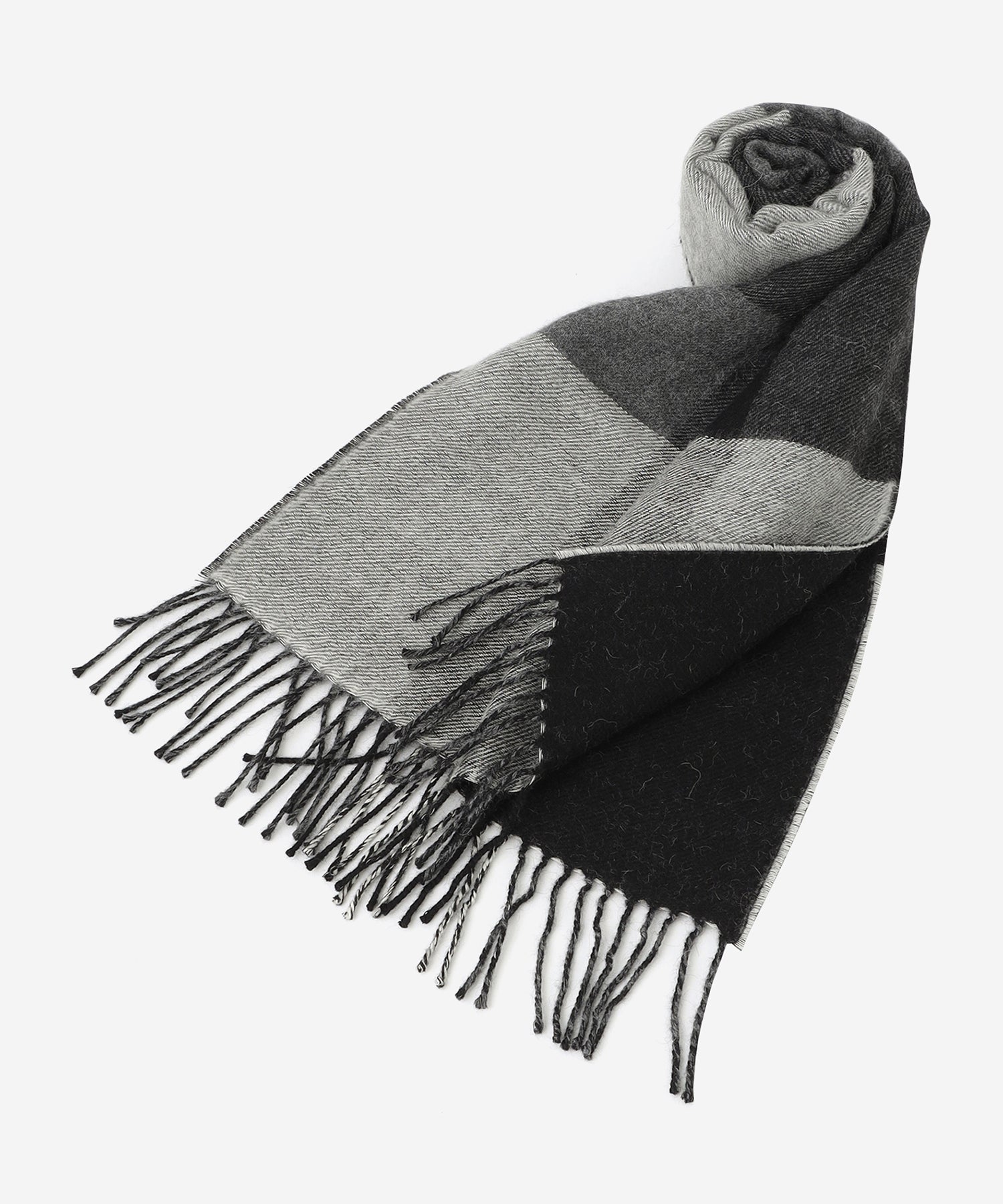 ベビーアルパカ リバーシブルパネルチェックマフラー(マフラー