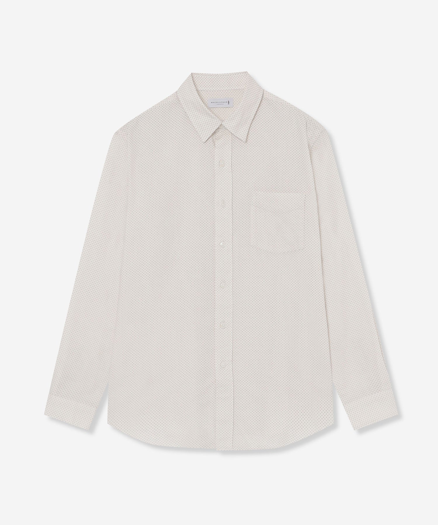 マッキントッシュ ロンドン 高級半袖デザインシャツ 25,300円 淡ベージュL綿90％麻10％〇価格