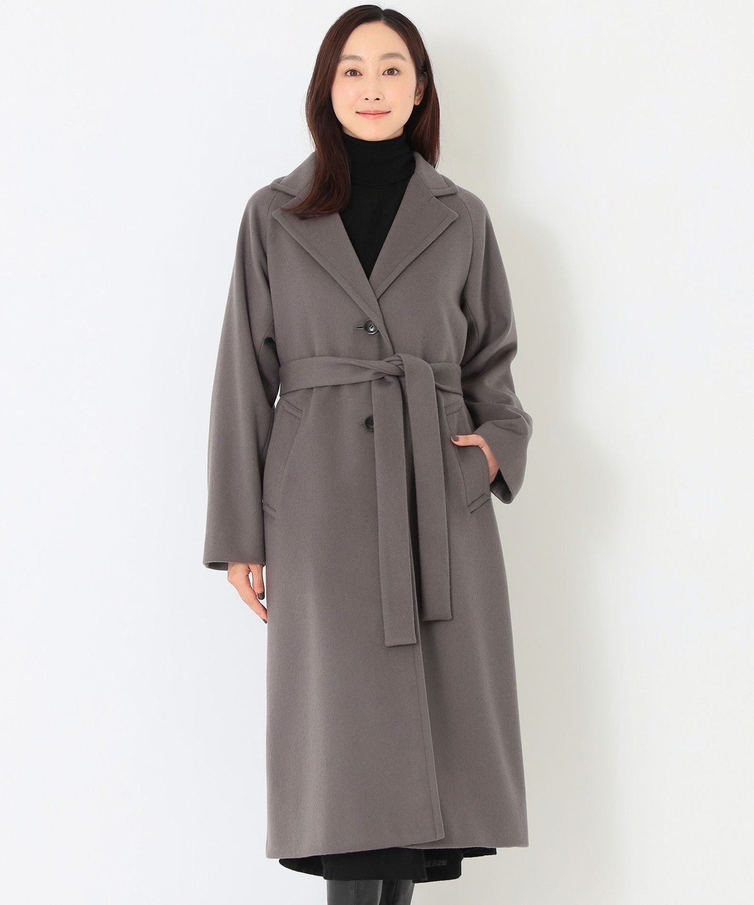 ウールビーバー ベルテッドロングコート(コート)｜SANYOCOAT(サンヨー