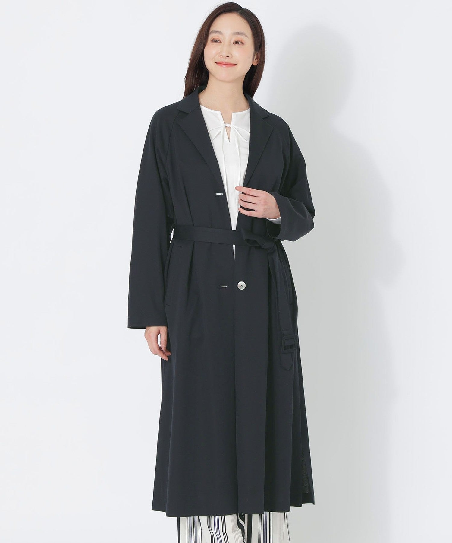 極美品♪高級 トッズ TOD'S バイカラー トレンチコート 黒×アイボリー