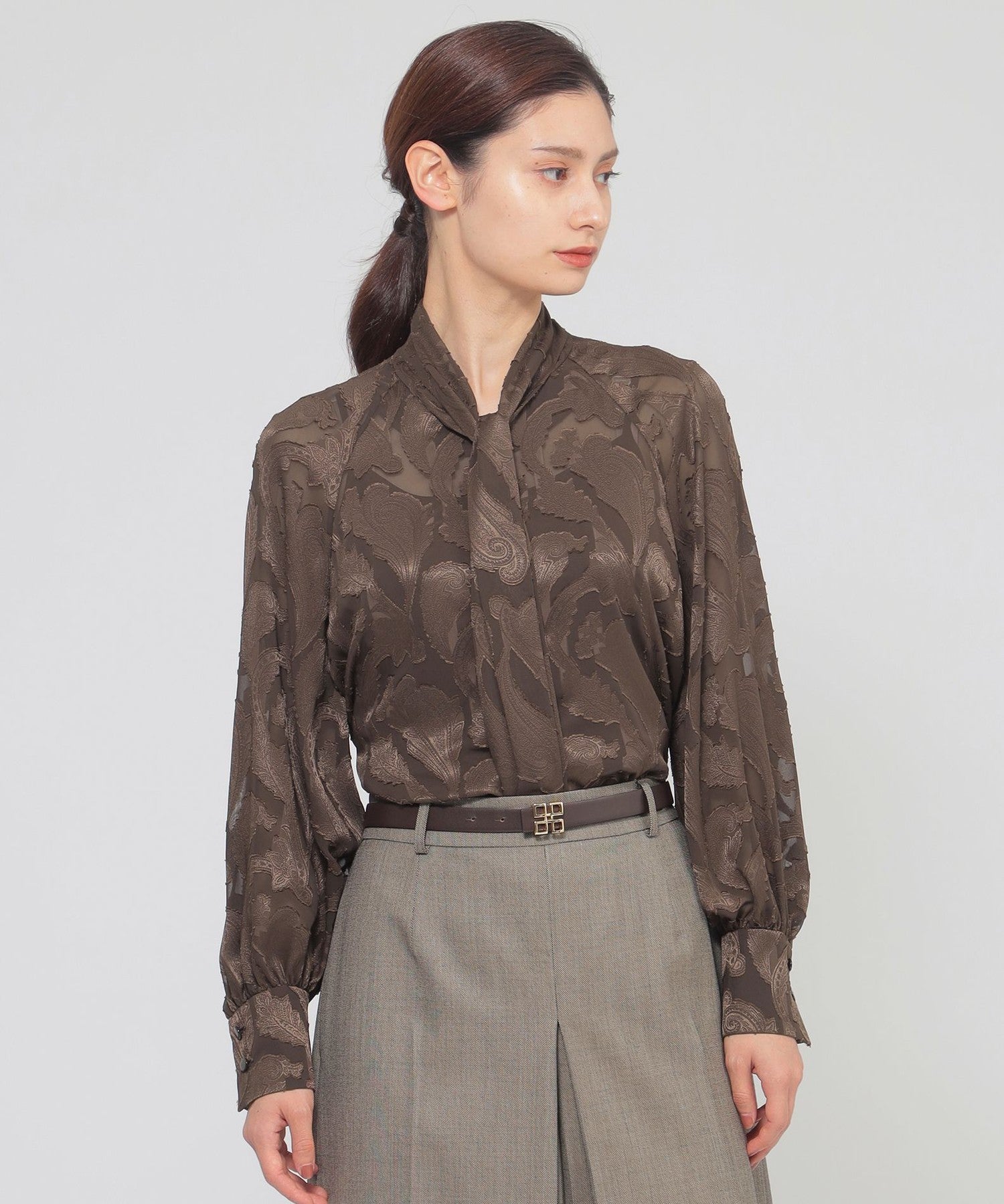 ポールスチュアート　ブラウス　6サイズ DRESS BLOUSE】ウォッシャブルシルクボウタイブラウス(トップス