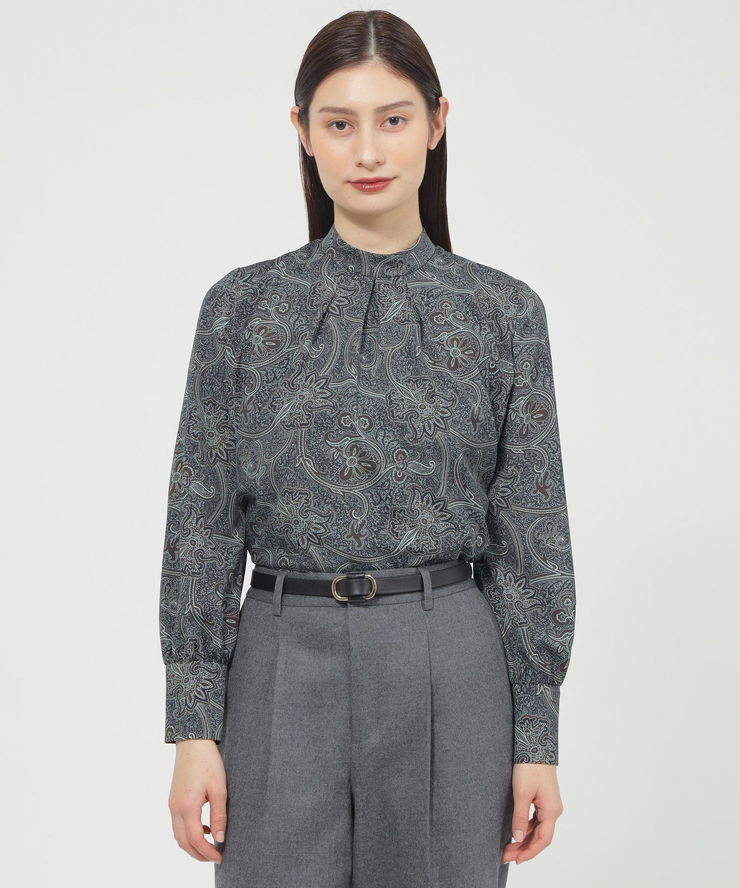 ウォッシャブル】フラワーペイズリー ブラウス(トップス)｜Paul Stuart