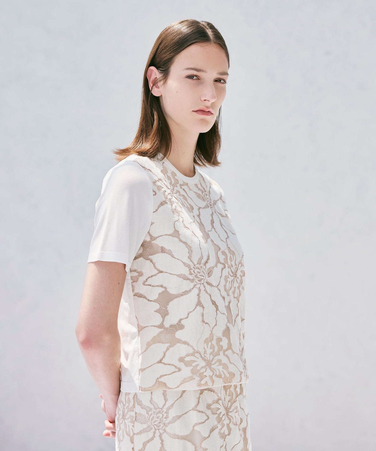 ウォッシャブル】フラワーコードレース プルオーバー(トップス)｜Paul