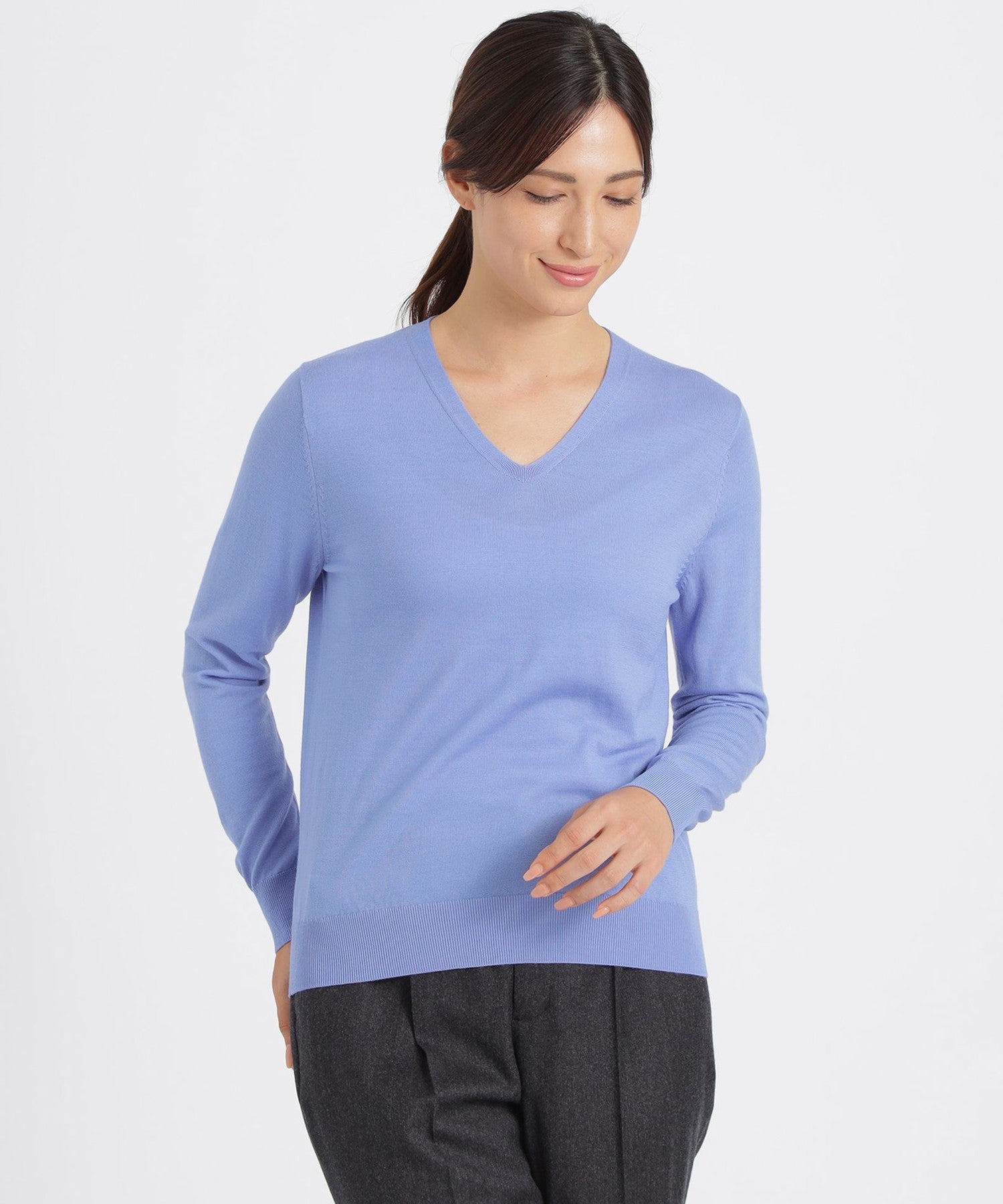 WEB限定】ウォッシャブルウール Vネックプルオーバー【ウォッシャブル