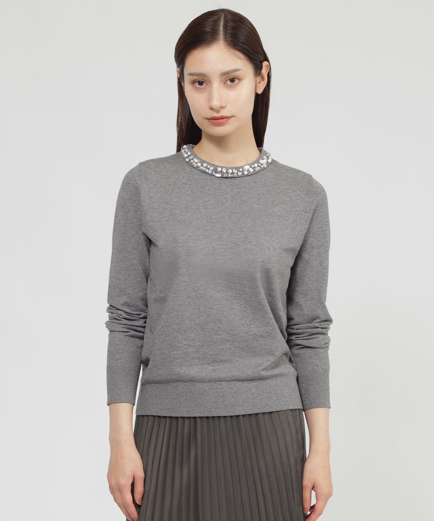 Nikkei magazine/eclat掲載】【ウォッシャブル】ビジューニット プル