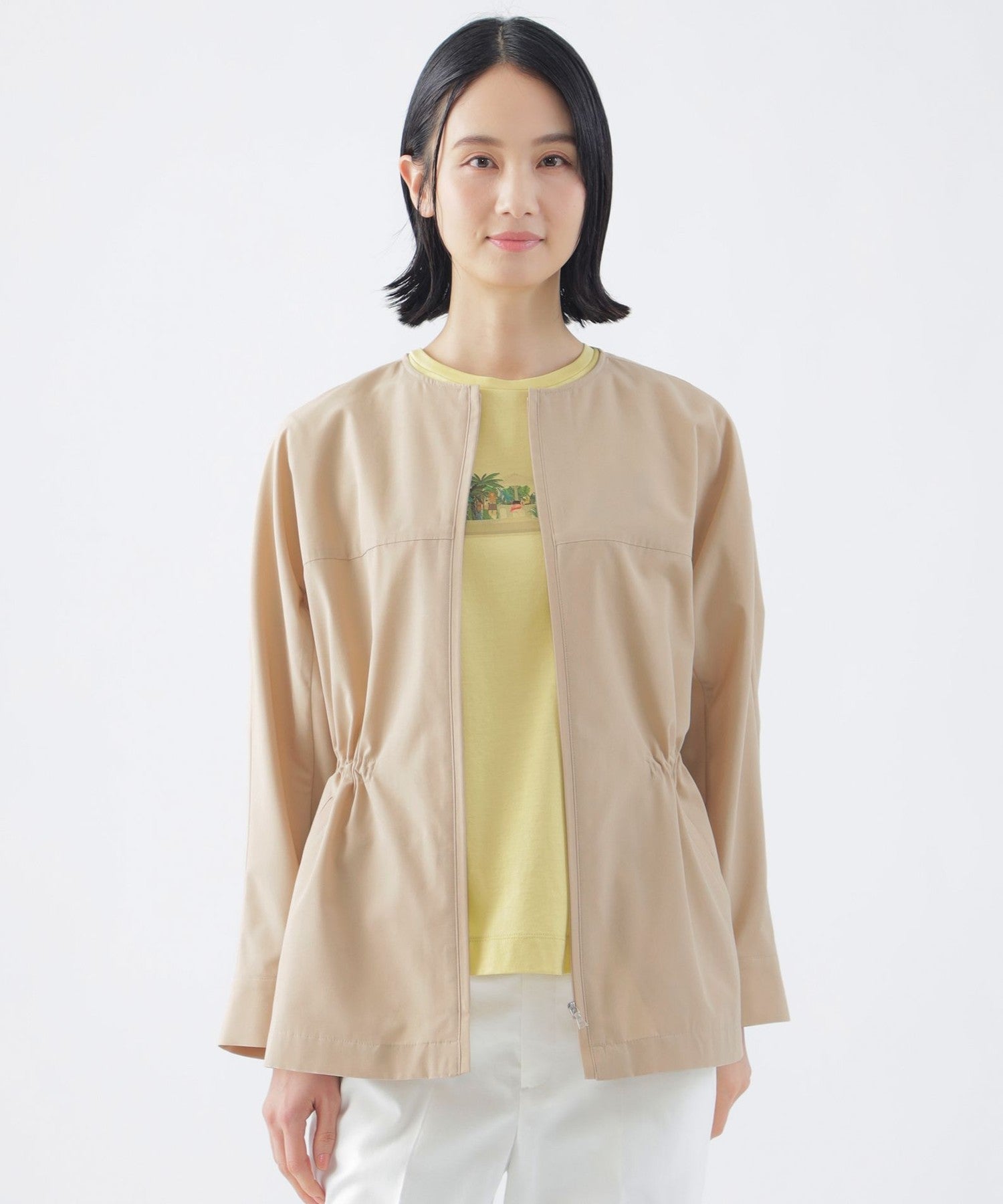 はっ水】【ウォッシャブル】T/Cタッサーノーカラーブルゾン(ブルゾン