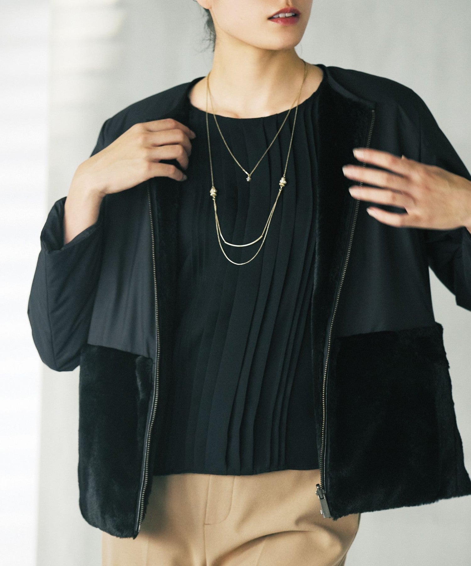 TRANS WORK ファー付きロングコート TRANS WORKファー付きロングコート