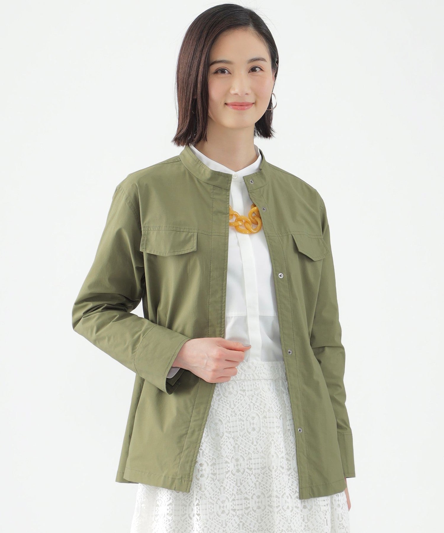 はっ水】【UV対策】【ウォッシャブル】カミフスタンドカラーブルゾン