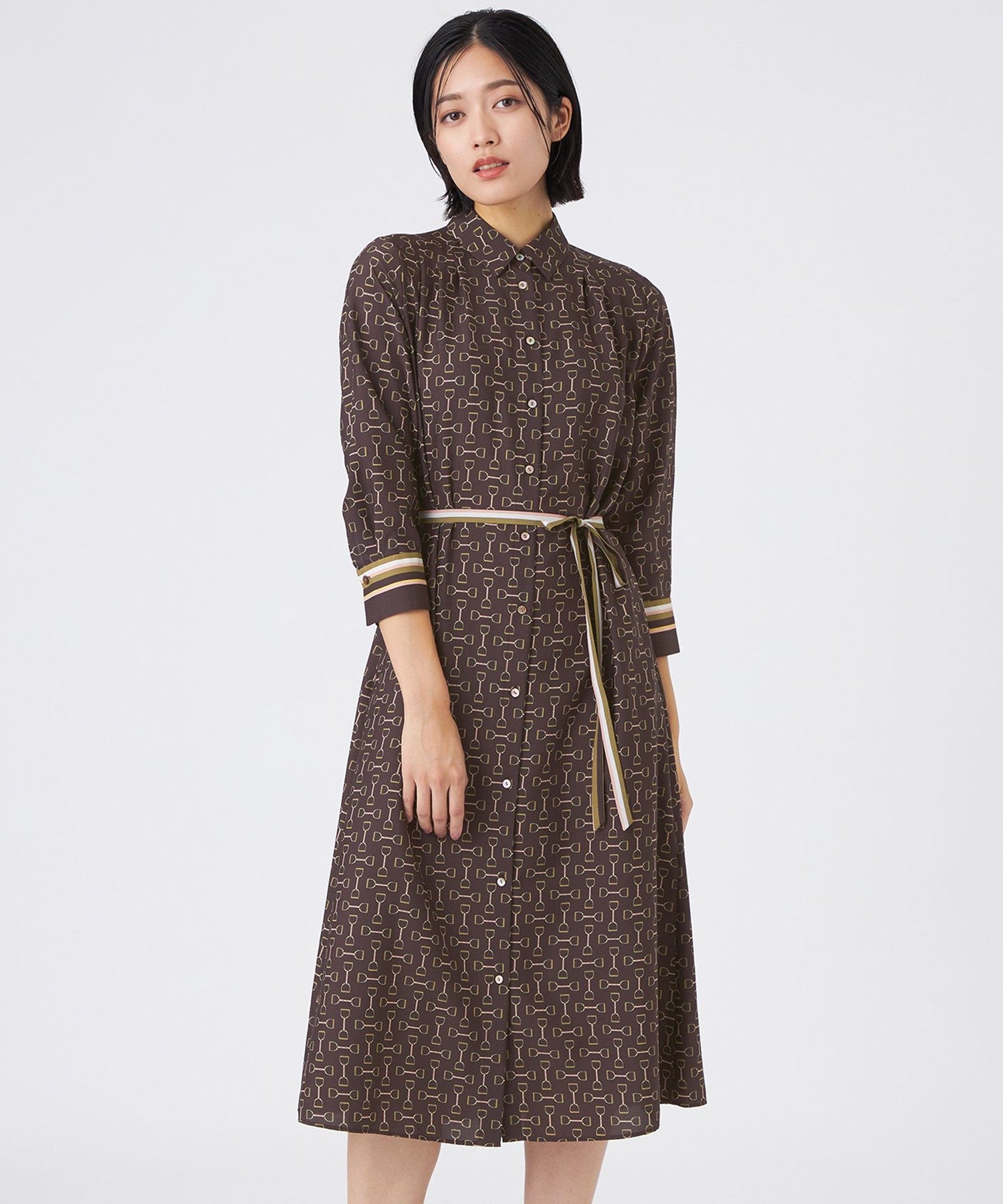 ウォッシャブル】ビットプリントデシンワンピース(ワンピース