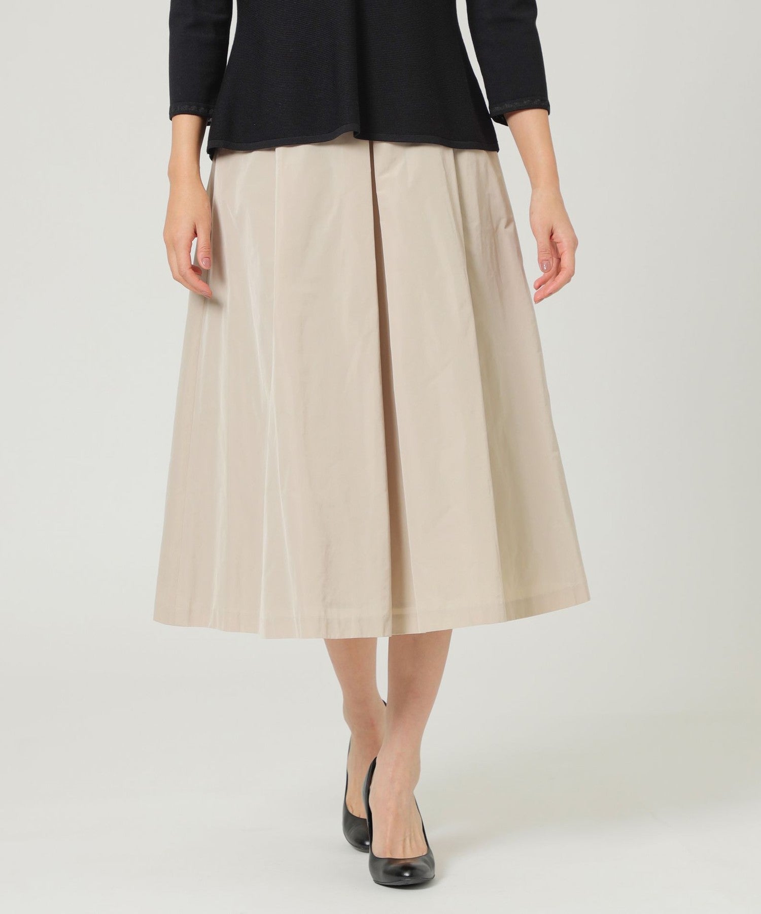 メモリータフタ＆レザー スカート pride PRIDE スカート メモリータフタ＆レザー スカート pride