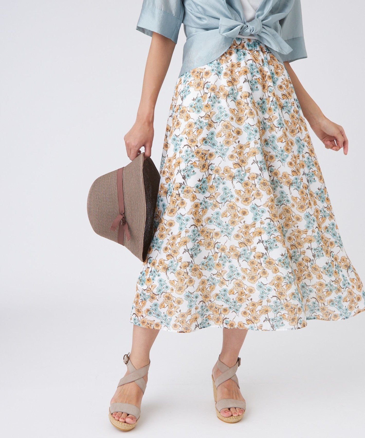 ウォッシャブル】フラワープリントスカート(スカート)｜TRANS