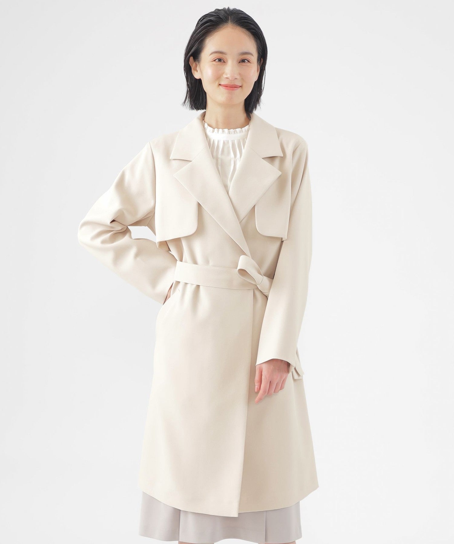 L】【ウォッシャブル】エアロカルゼトレンチコート(コート)｜TRANS