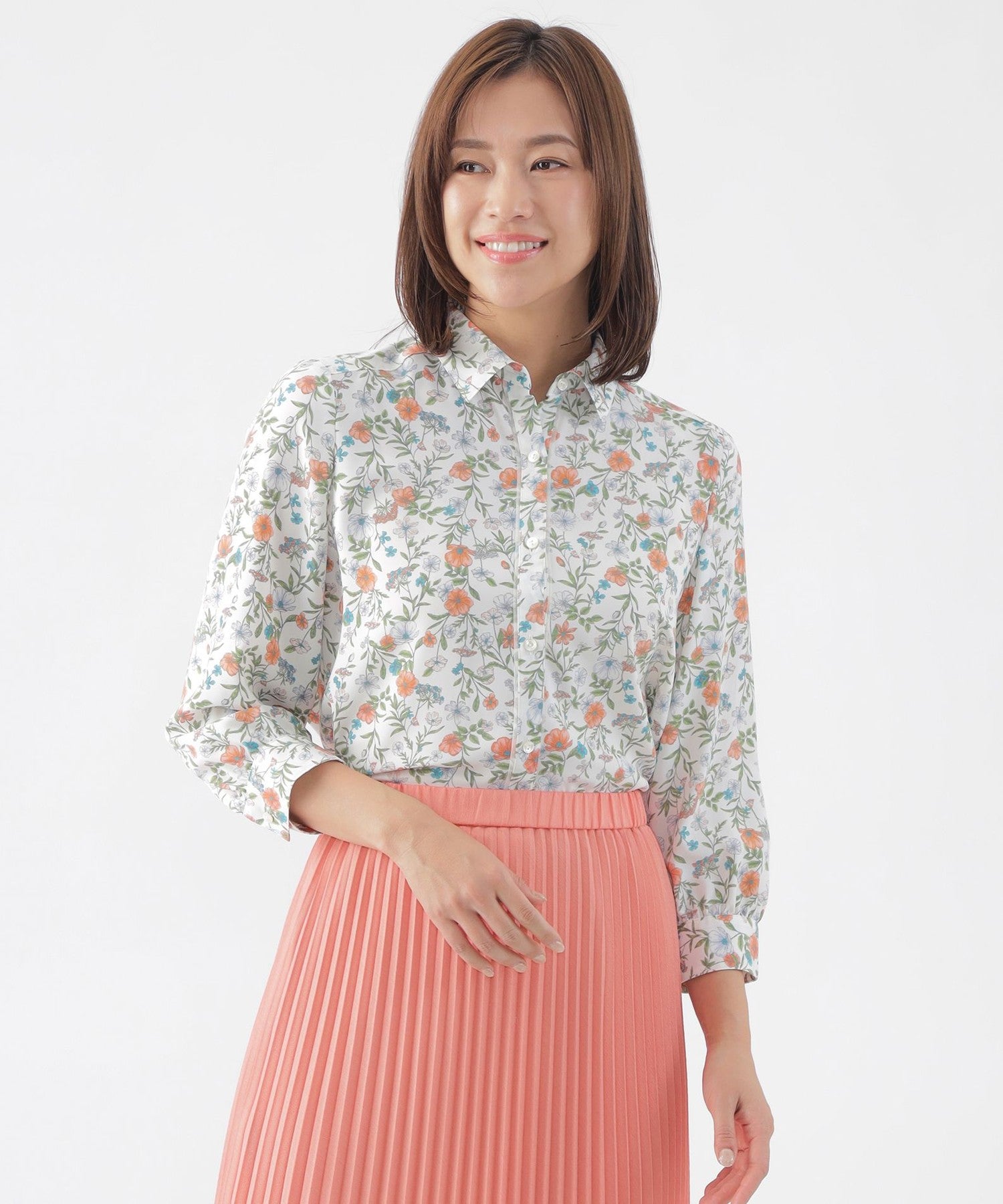 ☺︎出品 N°21 - FLOWER LACE OPEN COLLAR SHIRT / フラワーレースオープン