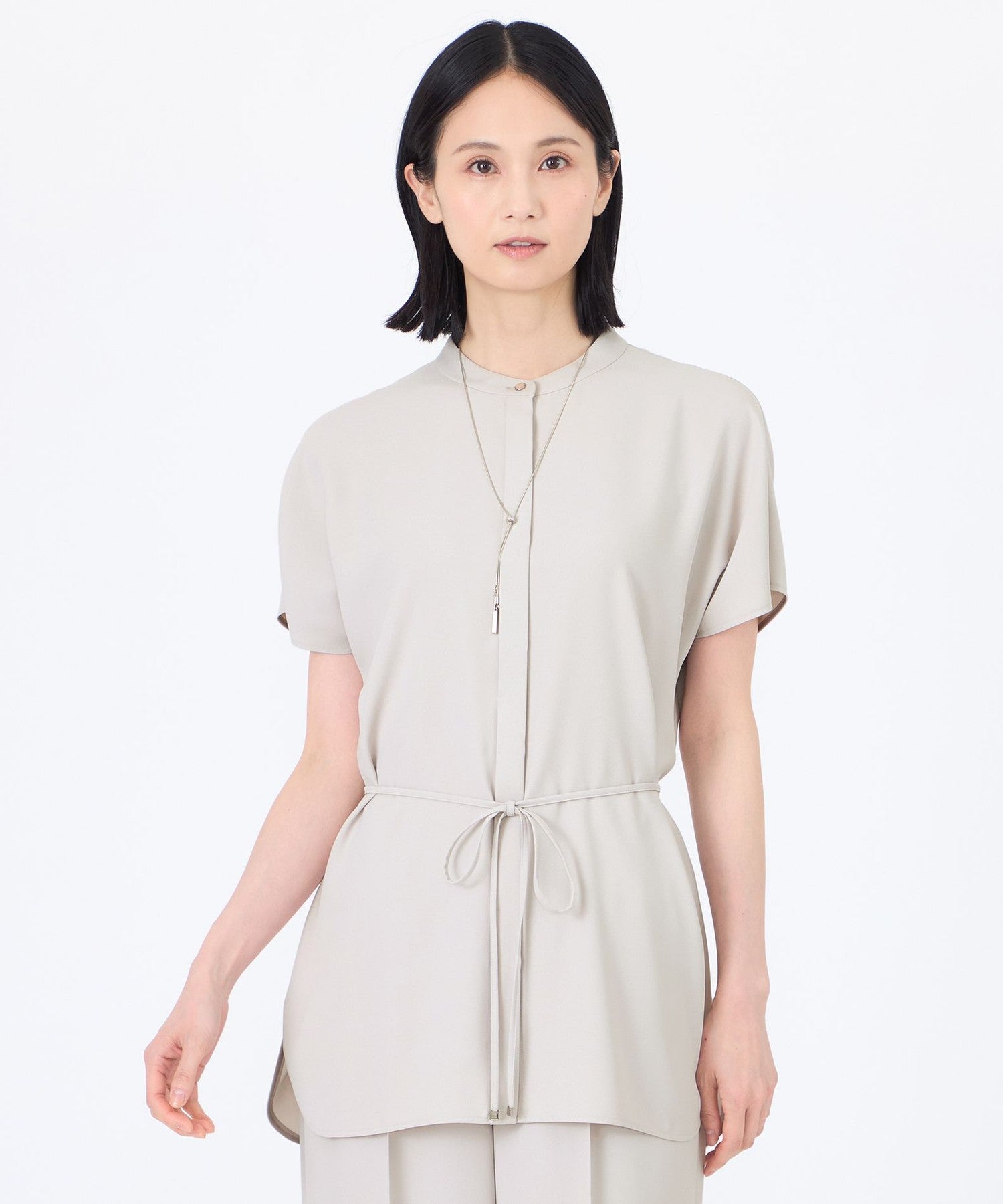 定価¥18,700 新品❗️TRANS WORK チュニック 、シャツ L】【ウォッシャブル】【接触冷感】【UV】バックサテンジョーゼット
