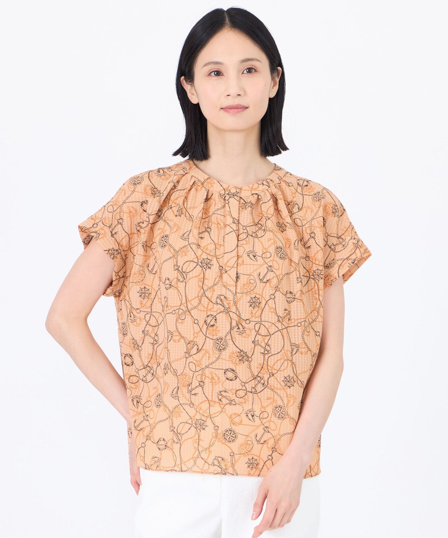 L】【ウォッシャブル】ミジンサッカー マリンプリントプル