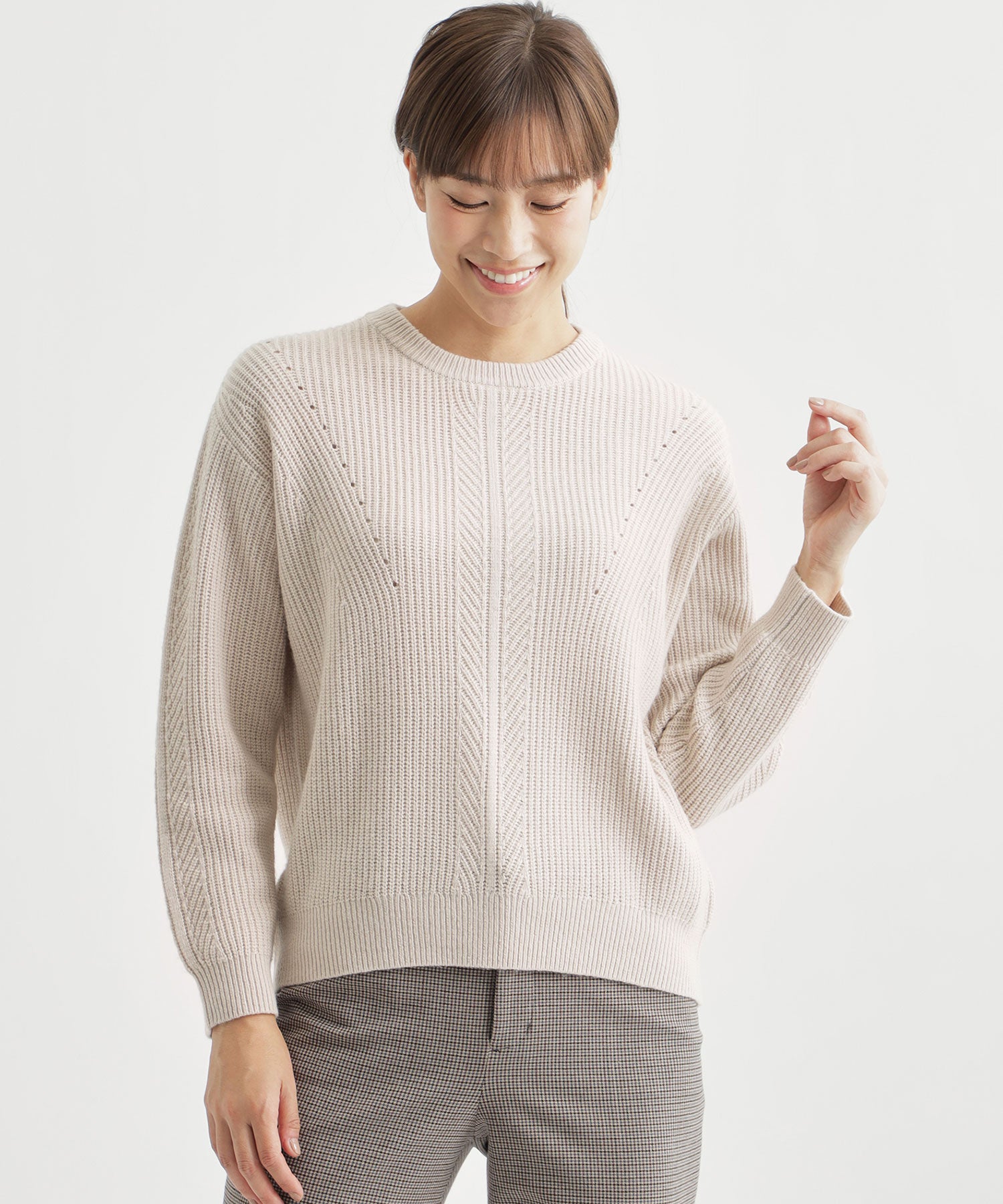 L】コースゲージクルーネックニット(トップス)｜TRANS WORK(トランス