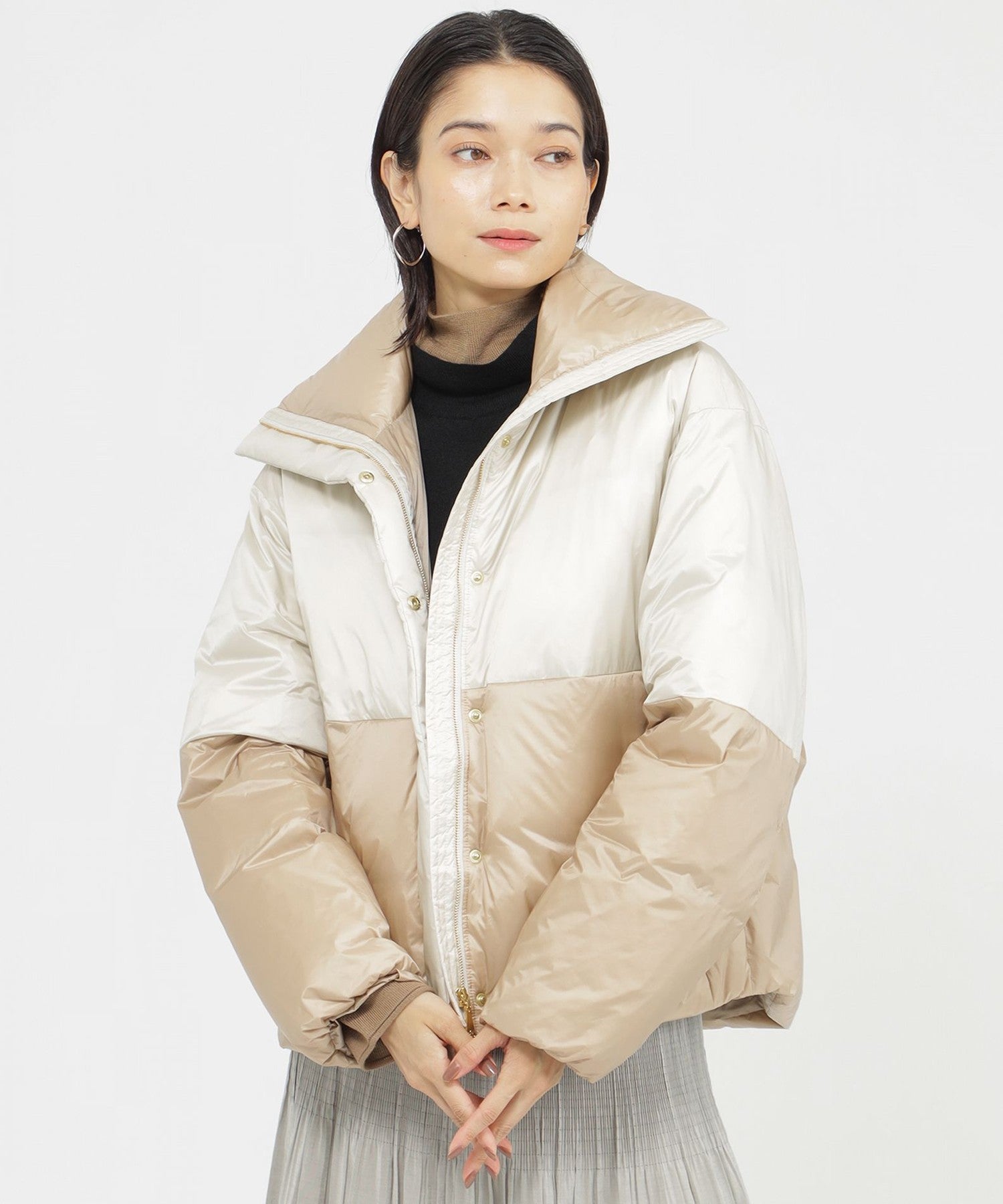 ダウンショート カタログ掲載品】【ウォッシャブル】バイカラータフタショートダウン