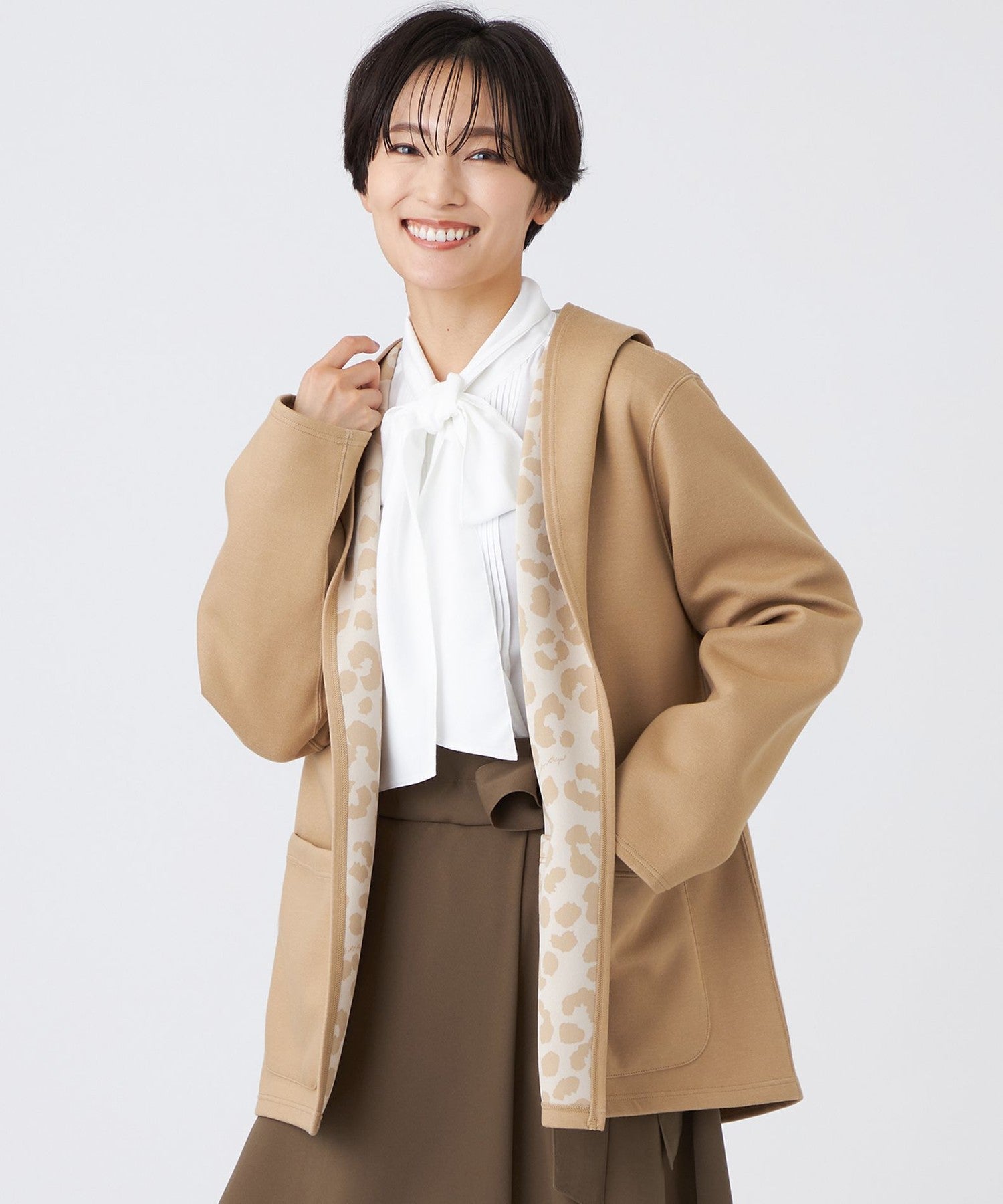 リバーシブル】【ウォッシャブル】レオパードダンボールフーデット