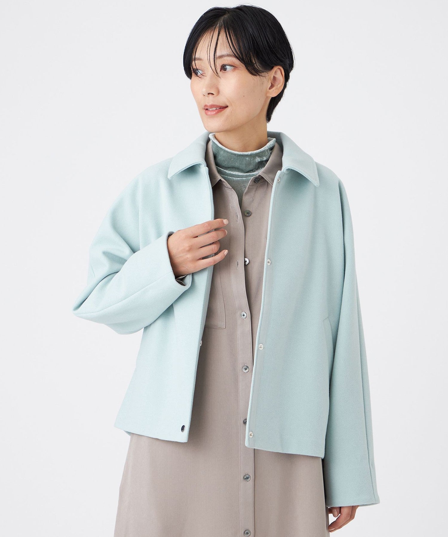 カタログ掲載】【ウォッシャブル】ウールライクジャージ―ブルゾン