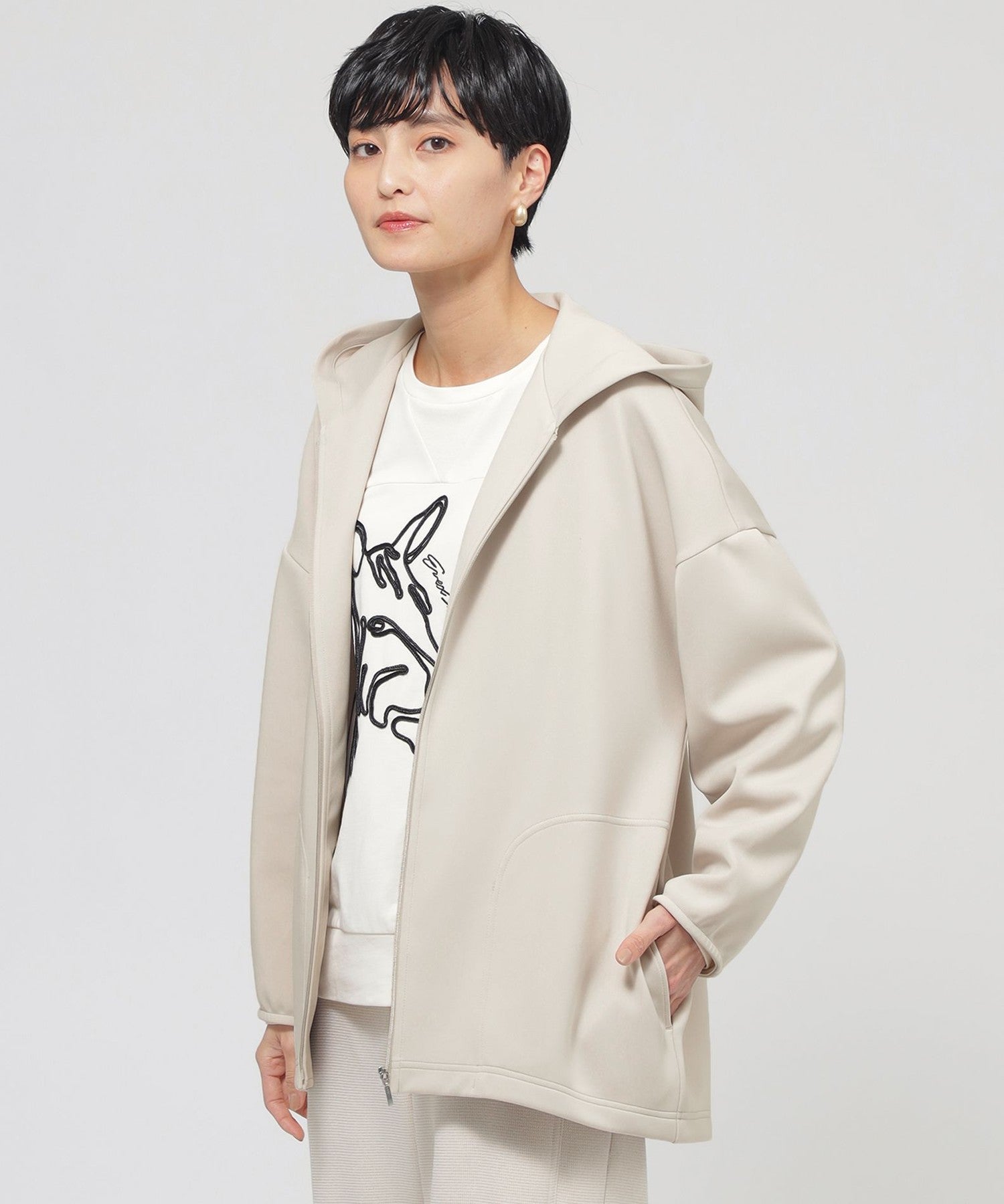 ELLIEエリー＊ステッチブルゾン＊新品未使用 シーズンレスに活躍！】【マシンウォッシャブル】ダンボール