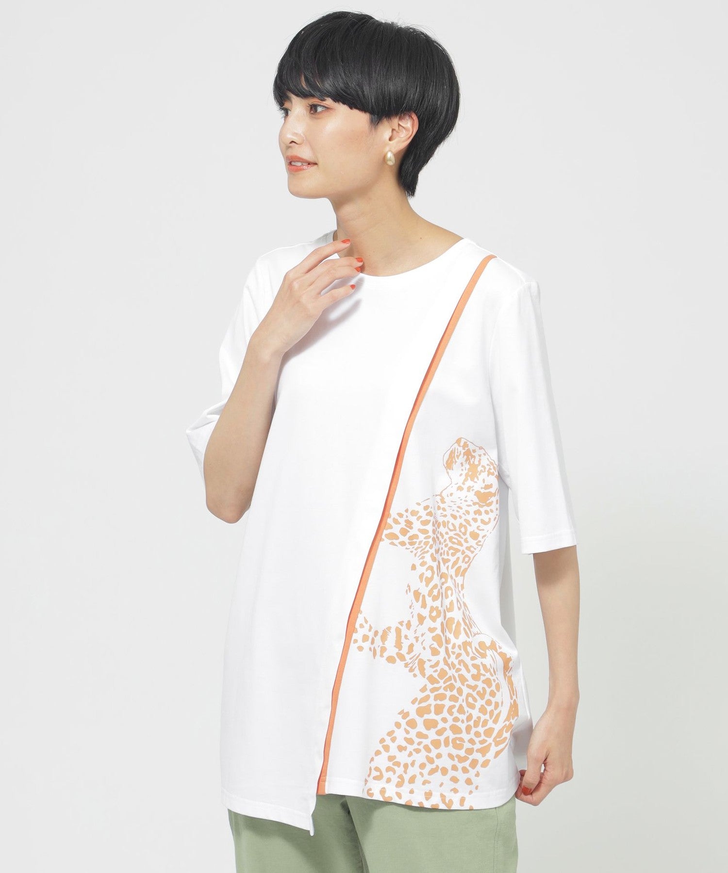 接触冷感】【ウォッシャブル】ラインパンサープリントチュニック