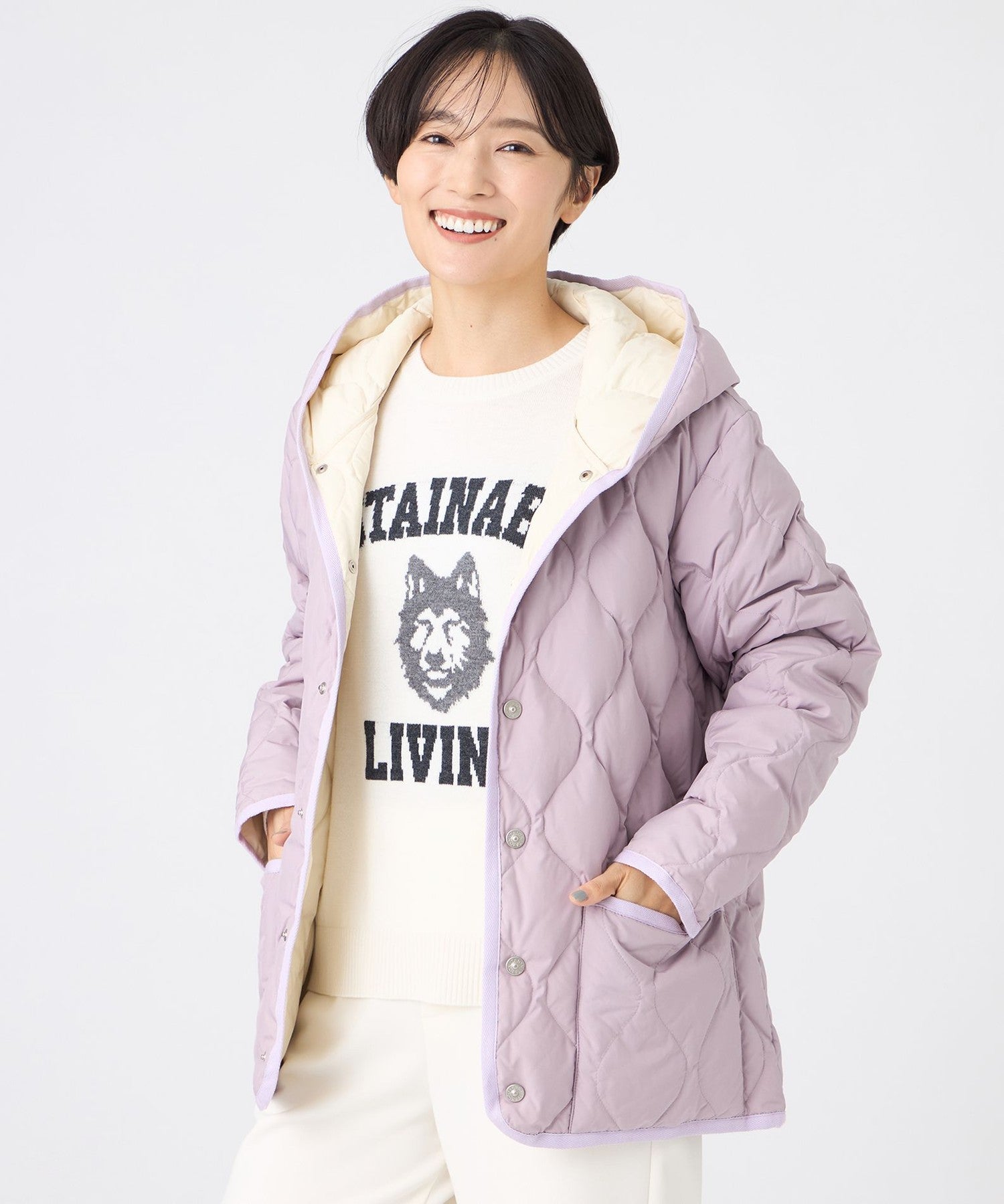 L】【カタログ掲載】【ウォッシャブル】フーデッドキルティングダウン