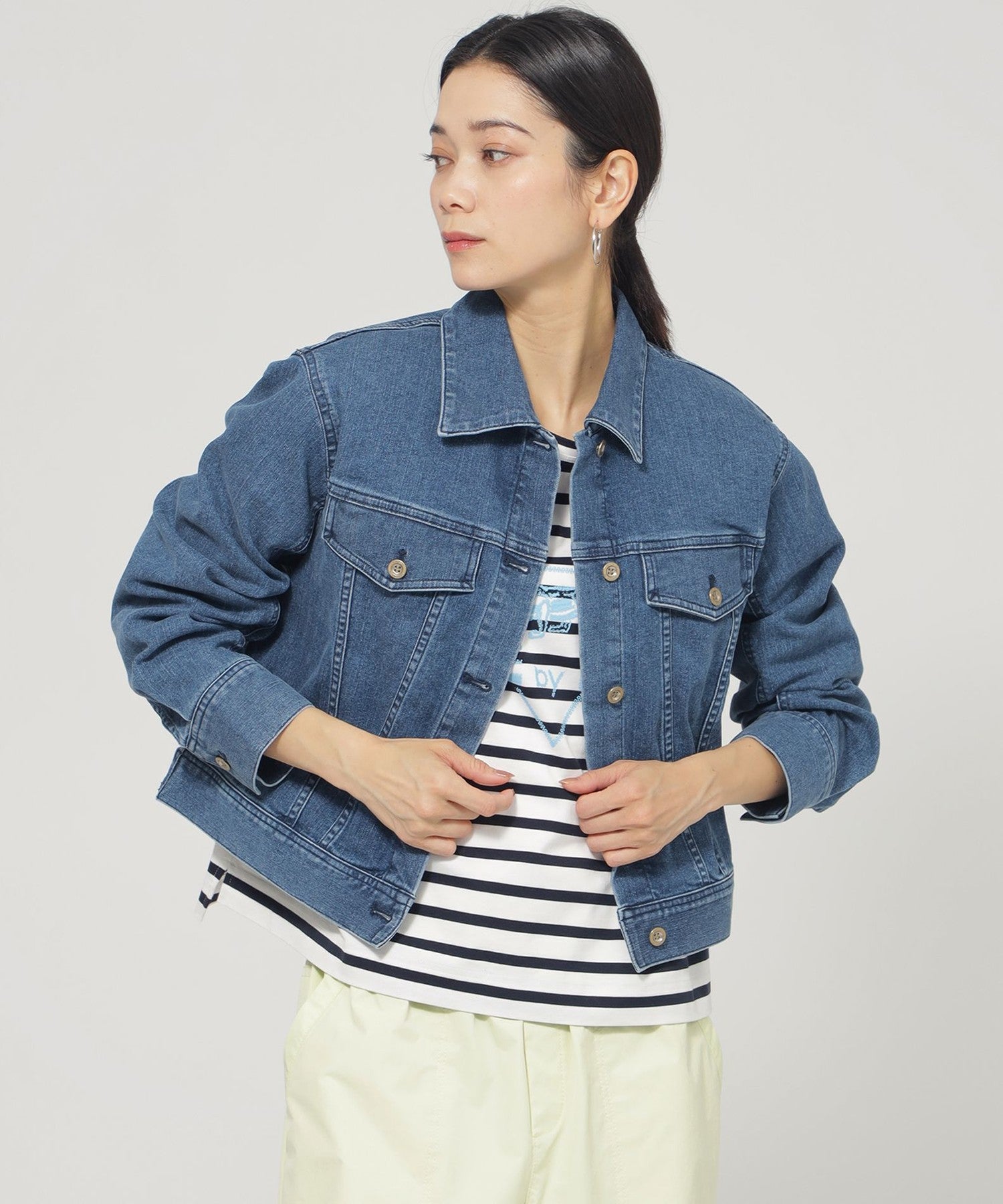 美品 エムズグレイシー ビジューボタン デニム ジャケット ブルー 38 Acne Studios - デニムジャケット - レギュラーフィット