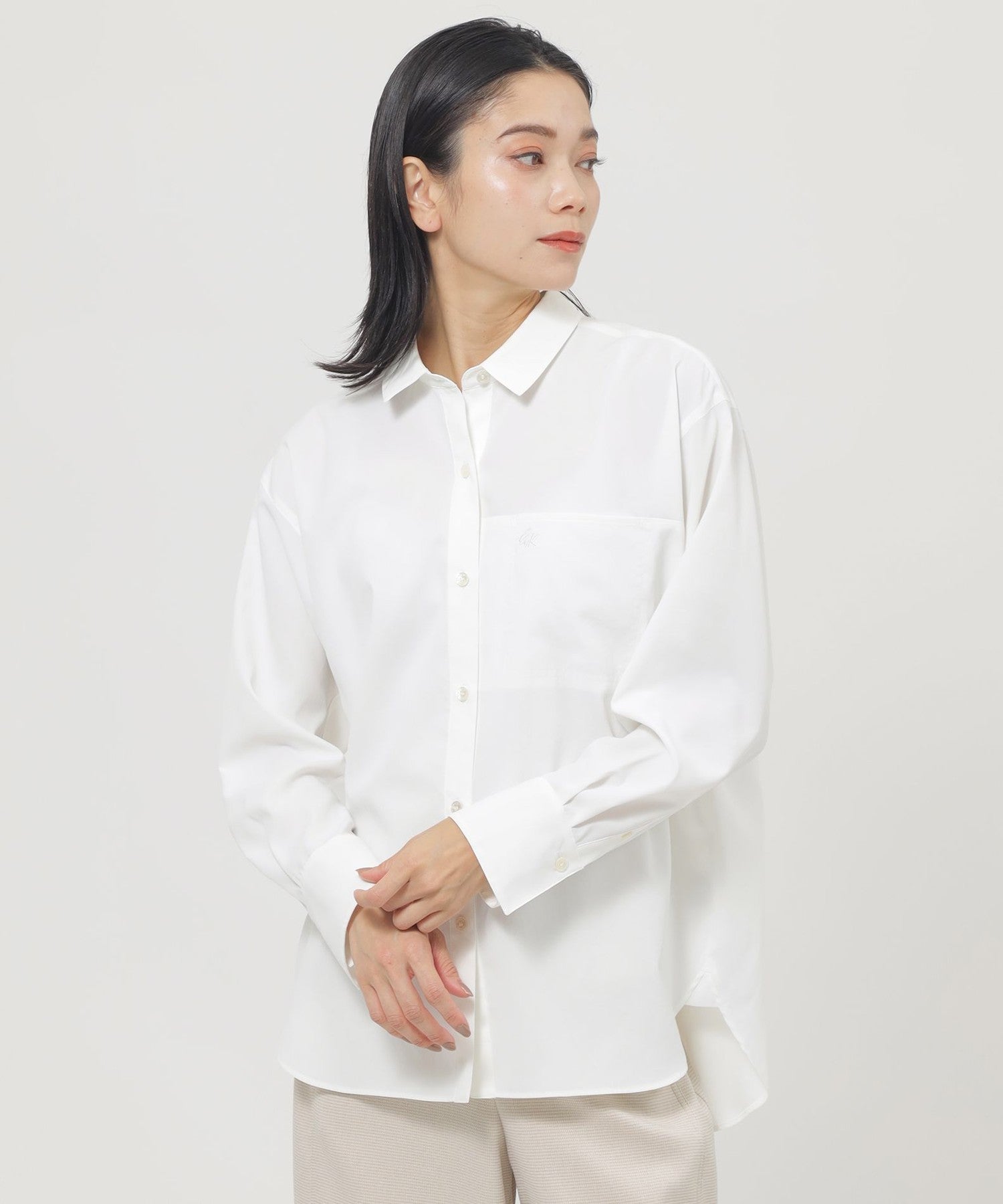 L】【マシンウォッシャブル】ソフトタイプライターベーシックシャツ