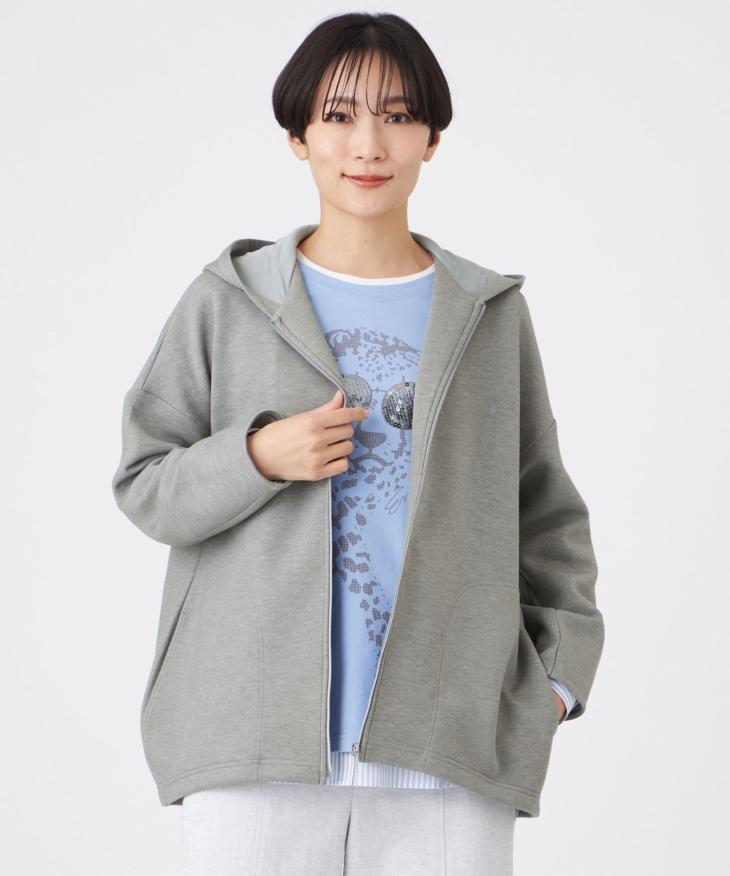 新品タグ付き！ANAYI ウールパーカー マシンウォッシャブル】ダンボールニットパーカー(トップス)｜EVEX by