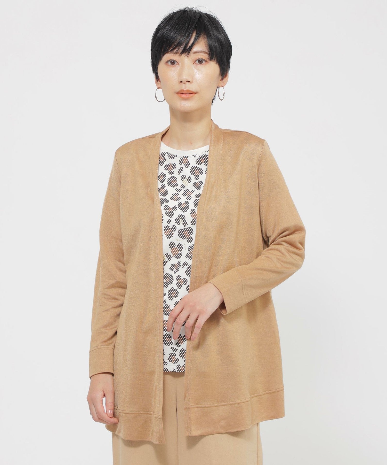 L】【接触冷感】【ウォッシャブル】リヨセルジャージ―カーディガン
