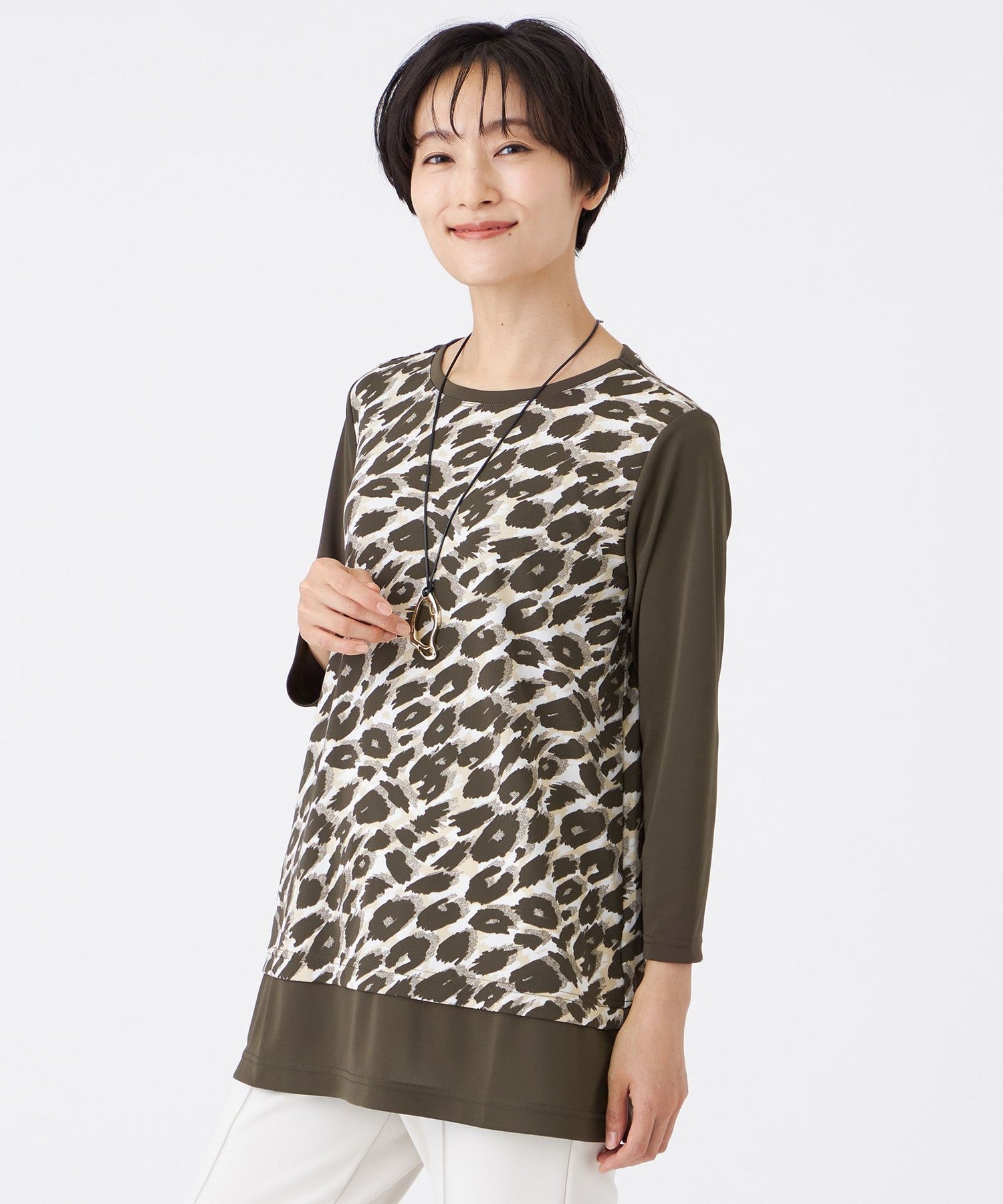 【接触冷感・UVケア・洗える】シルケットスムースコンビ バイカラーカットソー 接触冷感・UVケア・洗える】シルケットスムースコンビ バイ