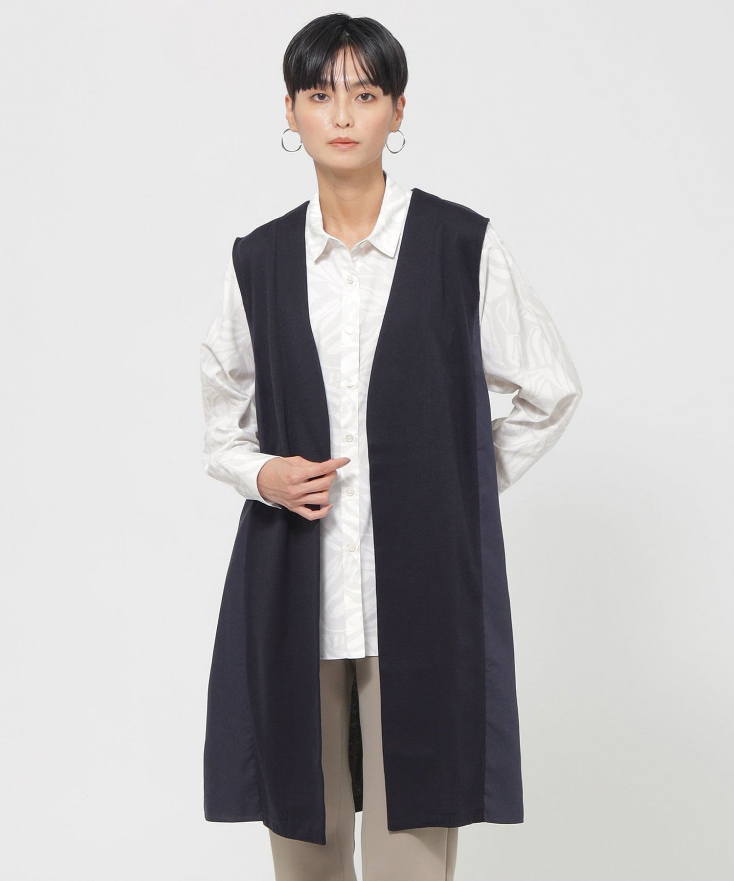 L】【ウォッシャブル】ソフトジャージコンビジレ(トップス)｜EVEX by