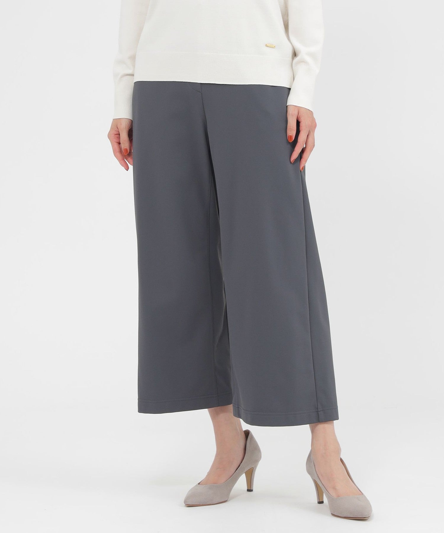 L】【ウォッシャブル】裏起毛ハイテンションワイドクロップド