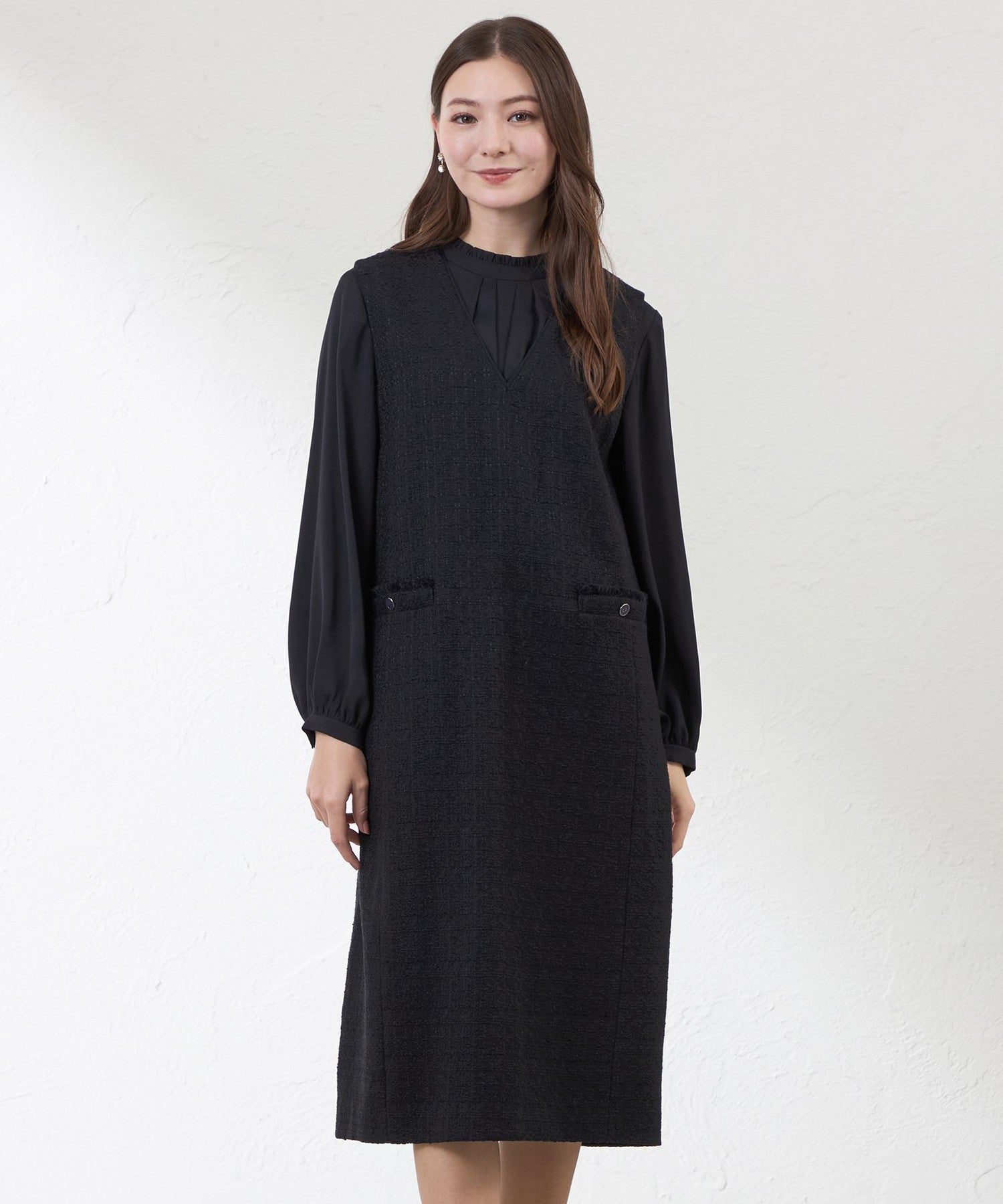 Anniversary Piece】【尾州素材】ツイードジャンパードレス(ワンピース