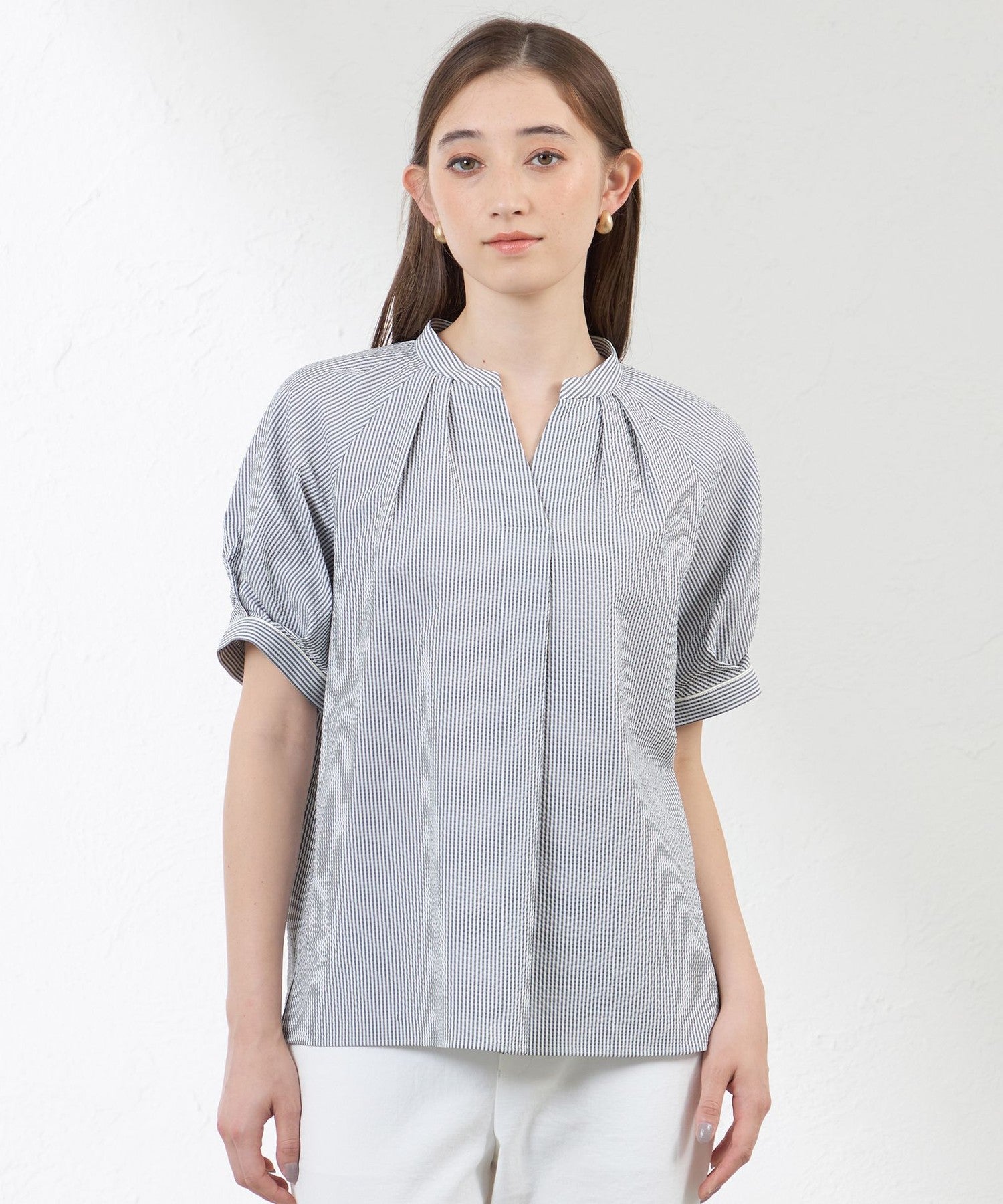 mocaページ ポリエステルコットンサッカーブラウス(トップス)｜AMACA(アマカ