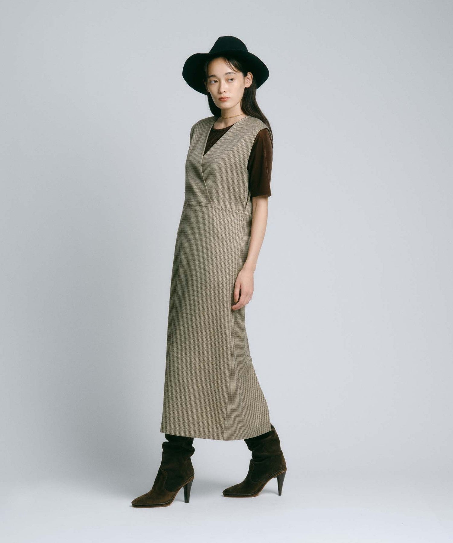 BAILA12月号掲載】【2WAY着回し】千鳥格子ナローワンピース(ワンピース