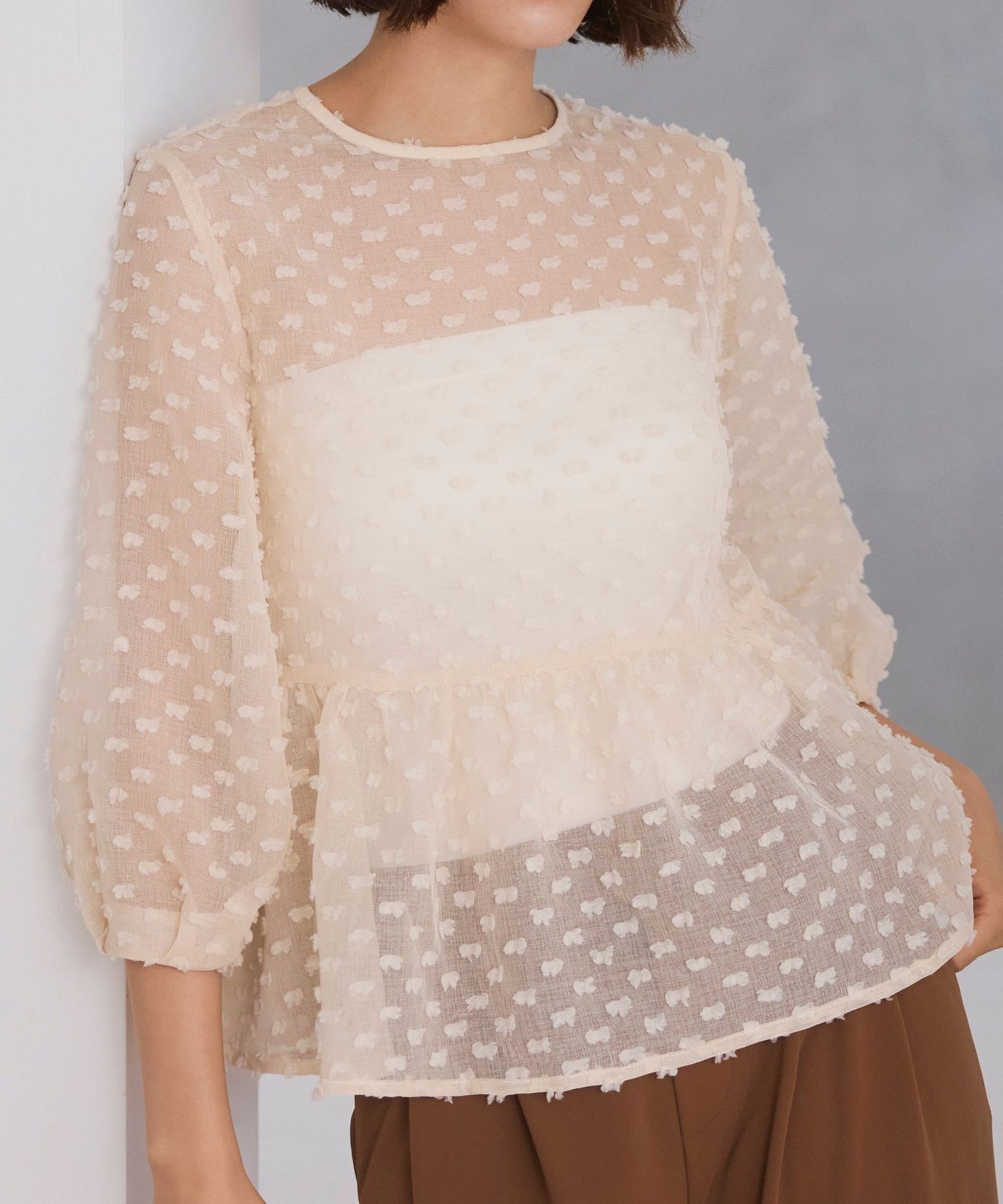 着映え叶う】ドットライク シアージャカードブラウス(トップス