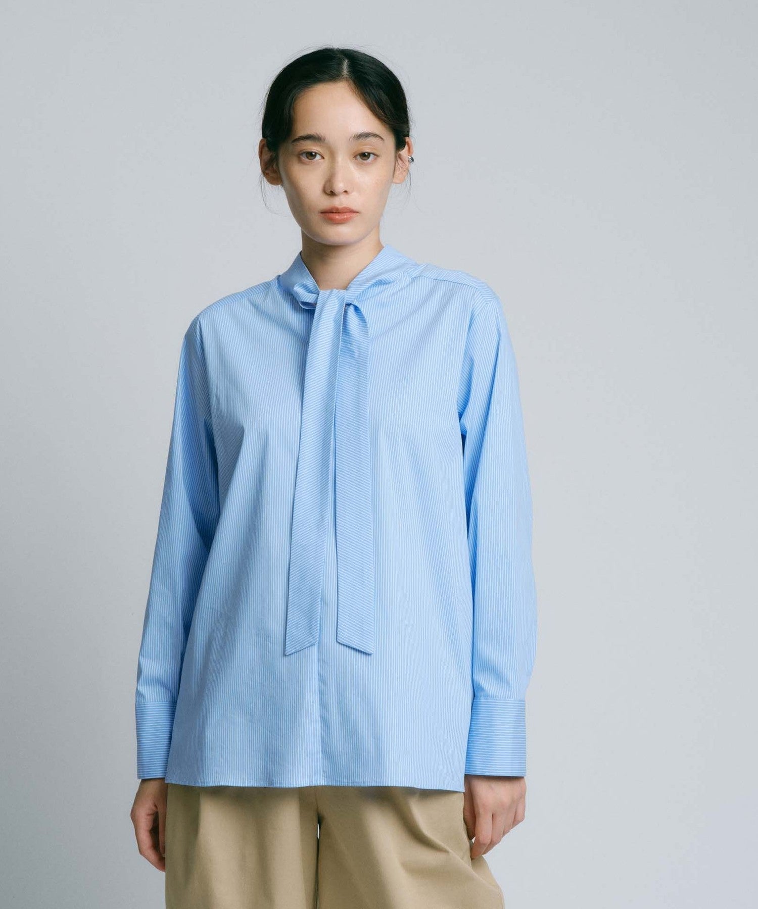 (新品未使用) bow.a ボウエー ストライプ ブラウス 前後2WAYで着回し抜群】ボウタイ ストライプブラウス(トップス