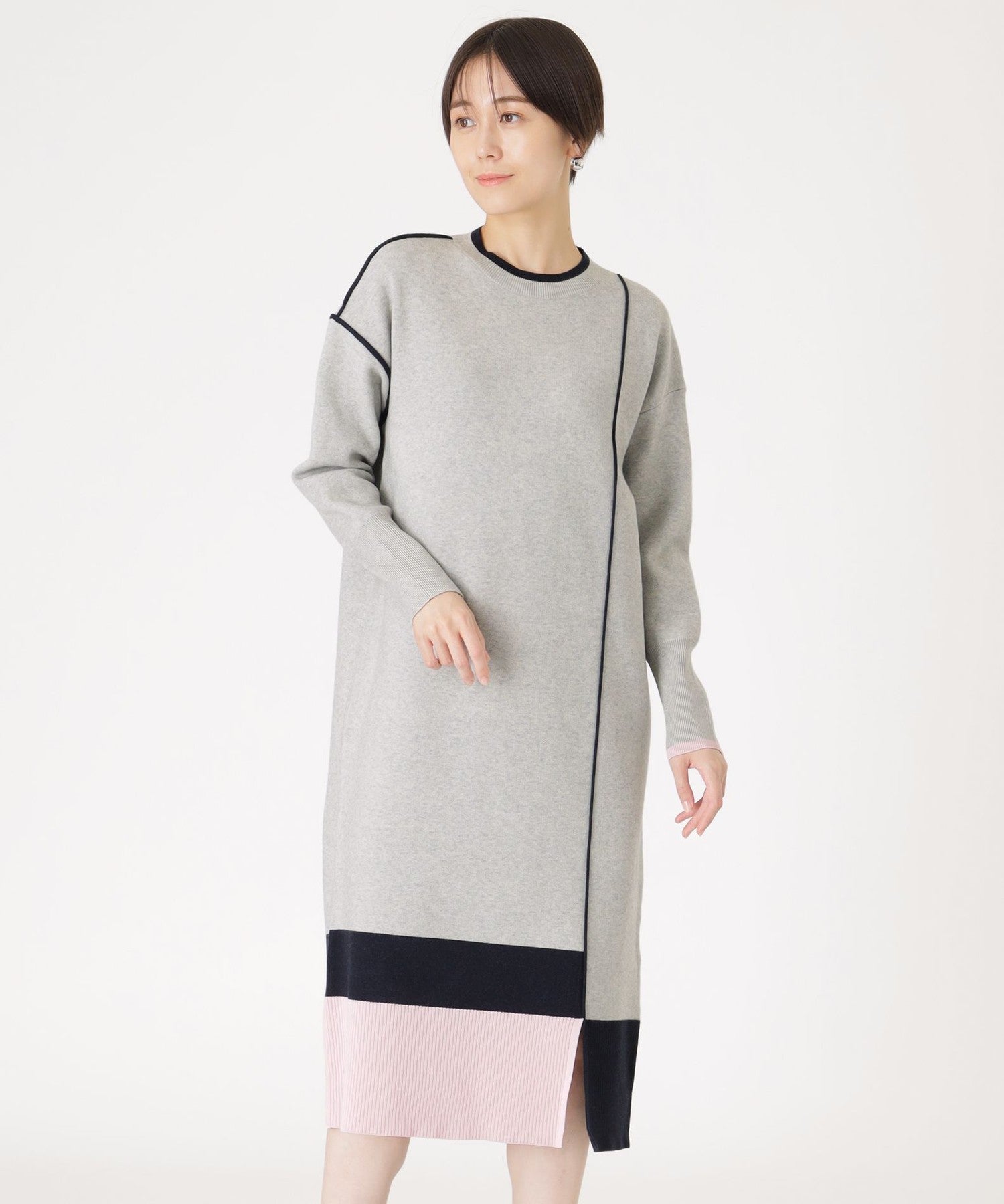 大人気定番】カラーブロックニットワンピース(ワンピース)｜CAST