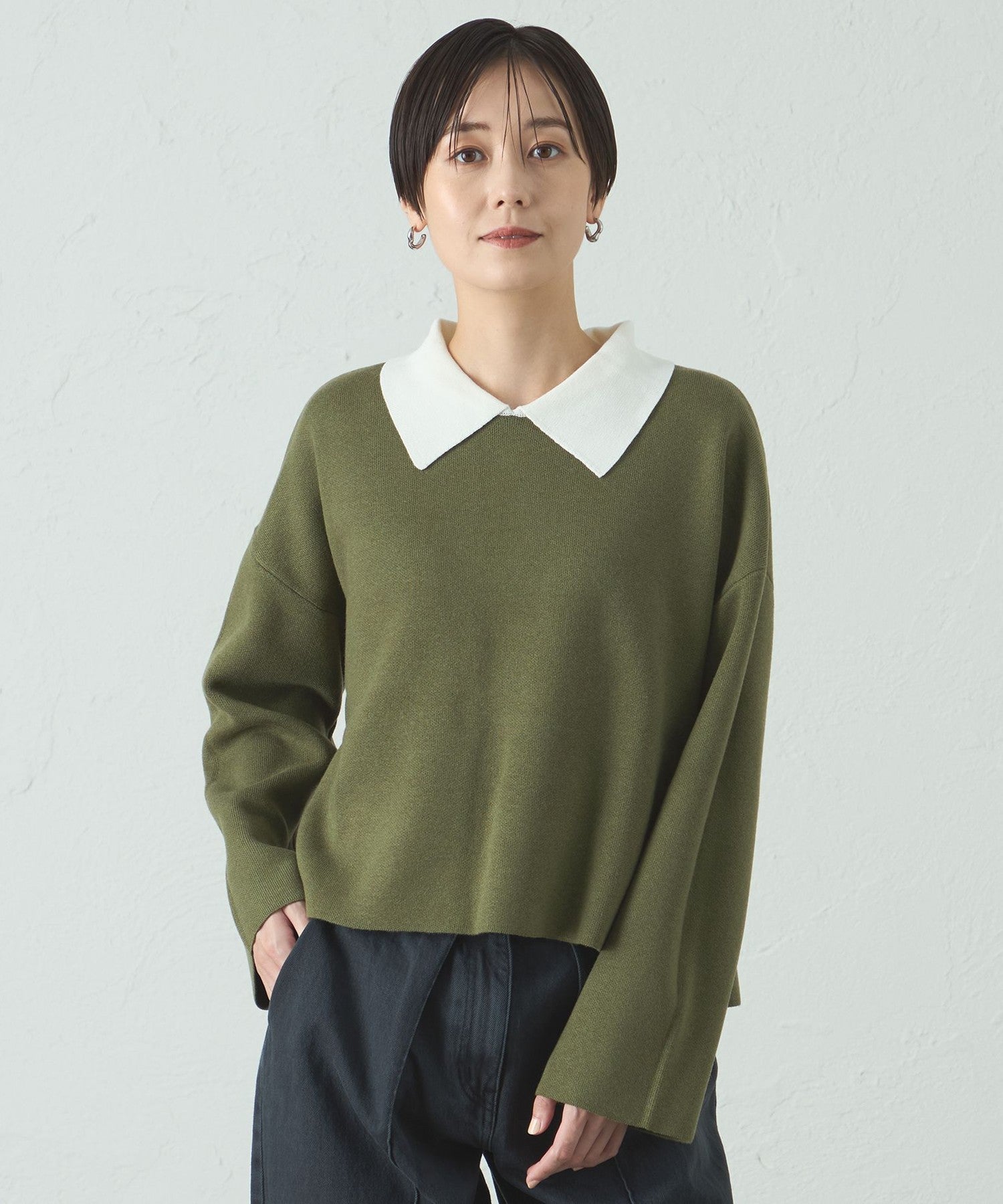 1枚で着映える】ビックボーダークロップドニット(トップス)｜CAST