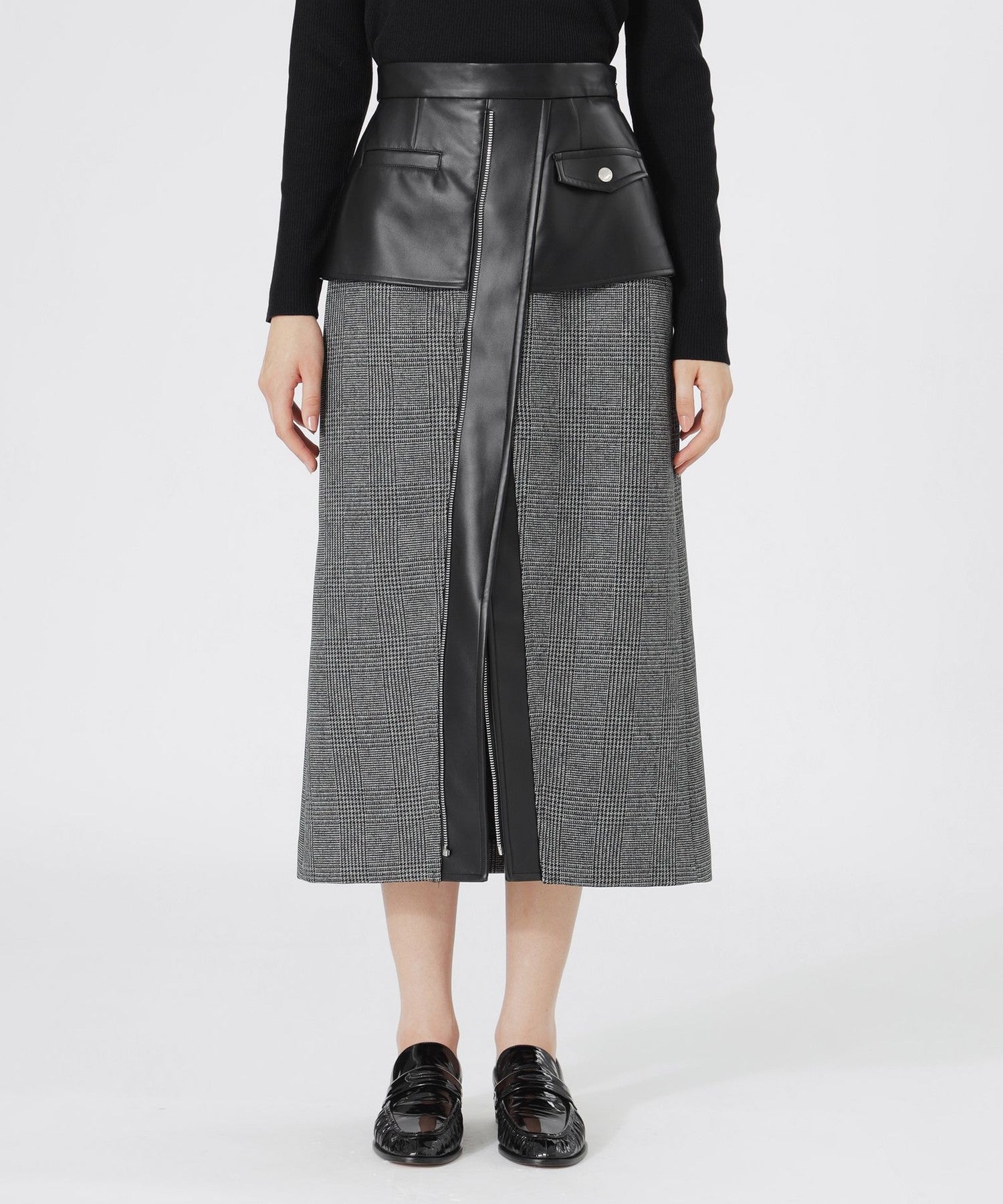 ラフロッグ　ウエストデザインスカート　グレー グレンチェックコンビスカート(スカート)｜LOVELESS(ラブレス)の