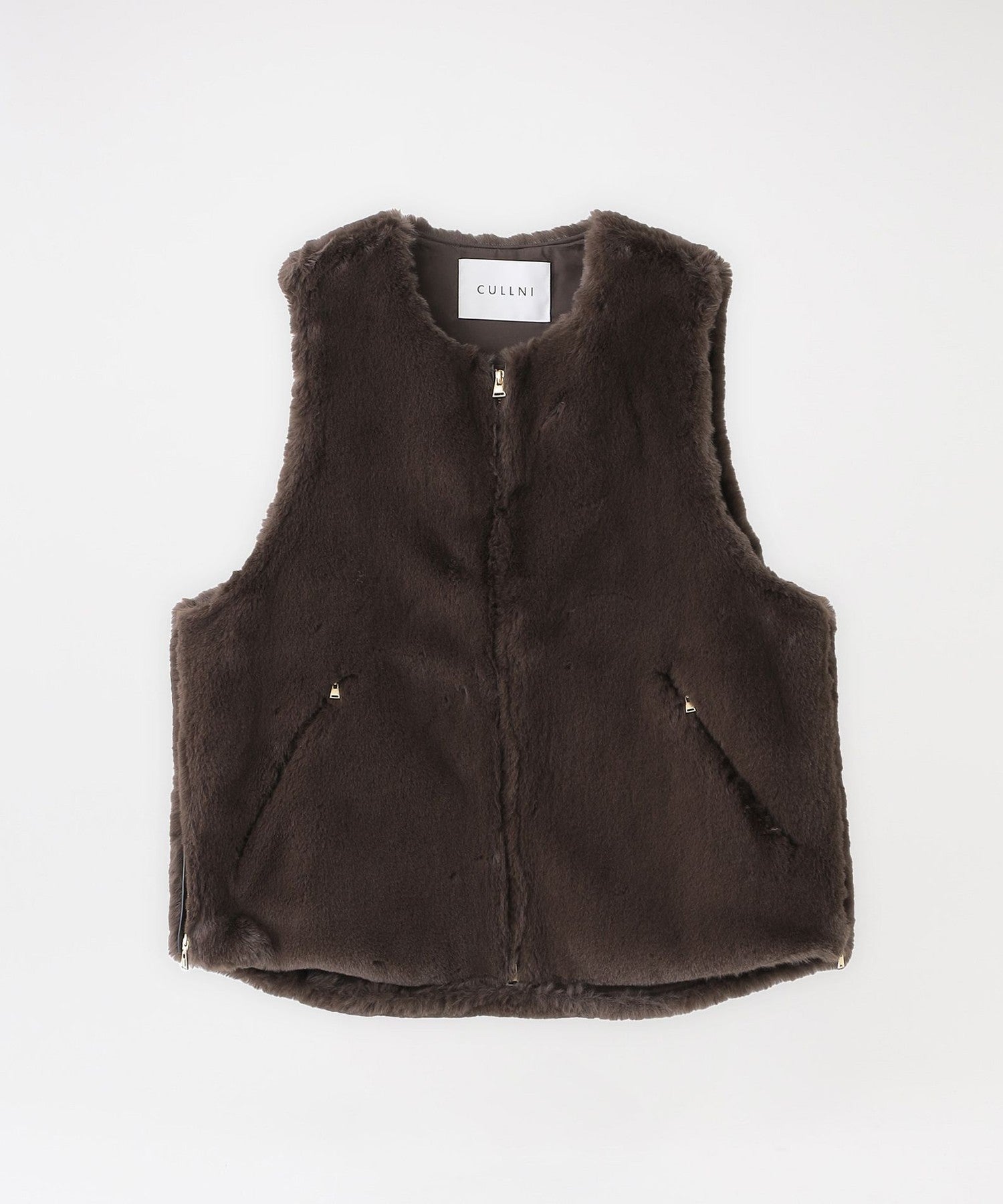CULLNI】ベスト Side Open Eco Fur Zip Vest 22-AW-017(ブルゾン