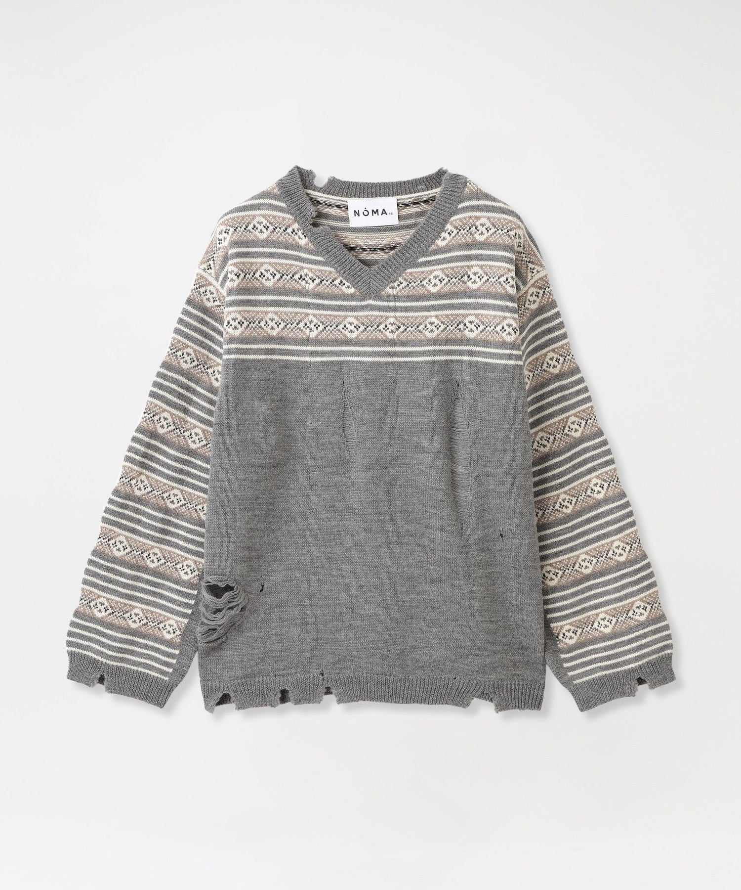 【NOMA td】ダメージニット Fair isle Damaged Sweater N36-KN 03