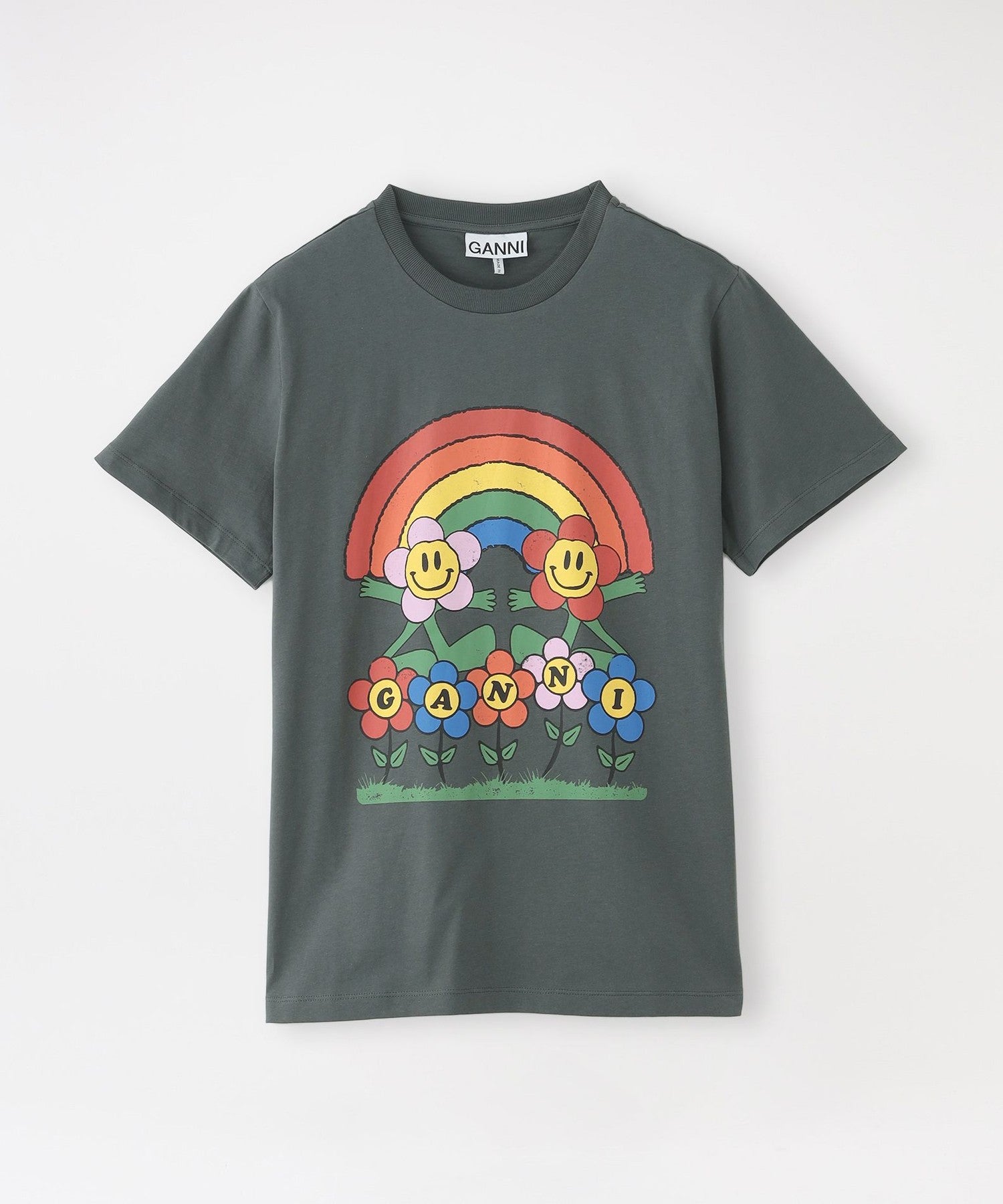 GANNI】Tシャツ BASIC JERSEY RAINBOW RELAXED T-SHIRT T3555(トップス 