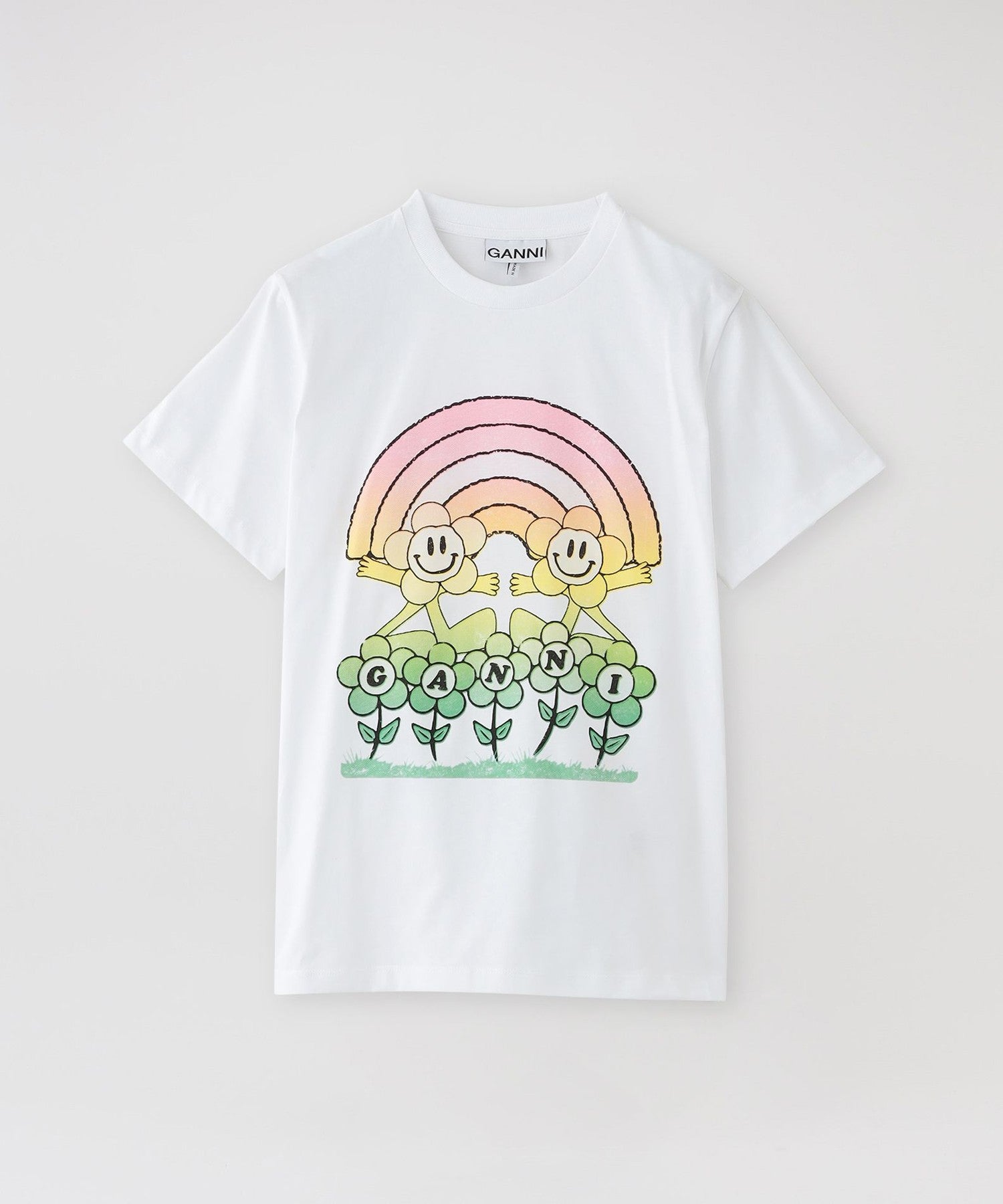 GANNI】Tシャツ BASIC JERSEY RAINBOW RELAXED T-SHIRT T3429(トップス 