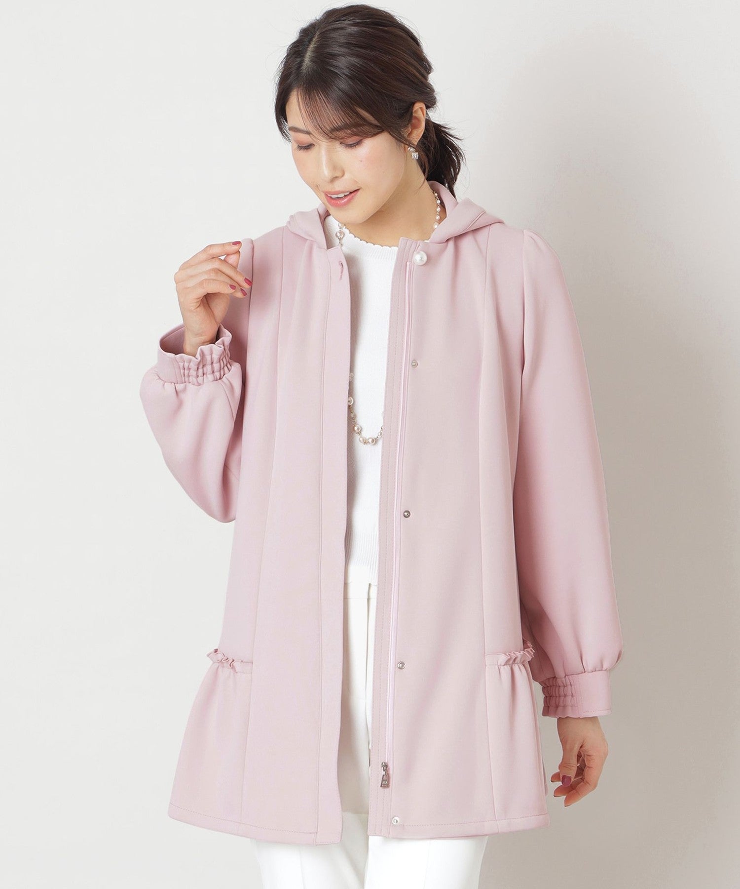 ストレッチライトダンボールニット フーデッドコート(コート